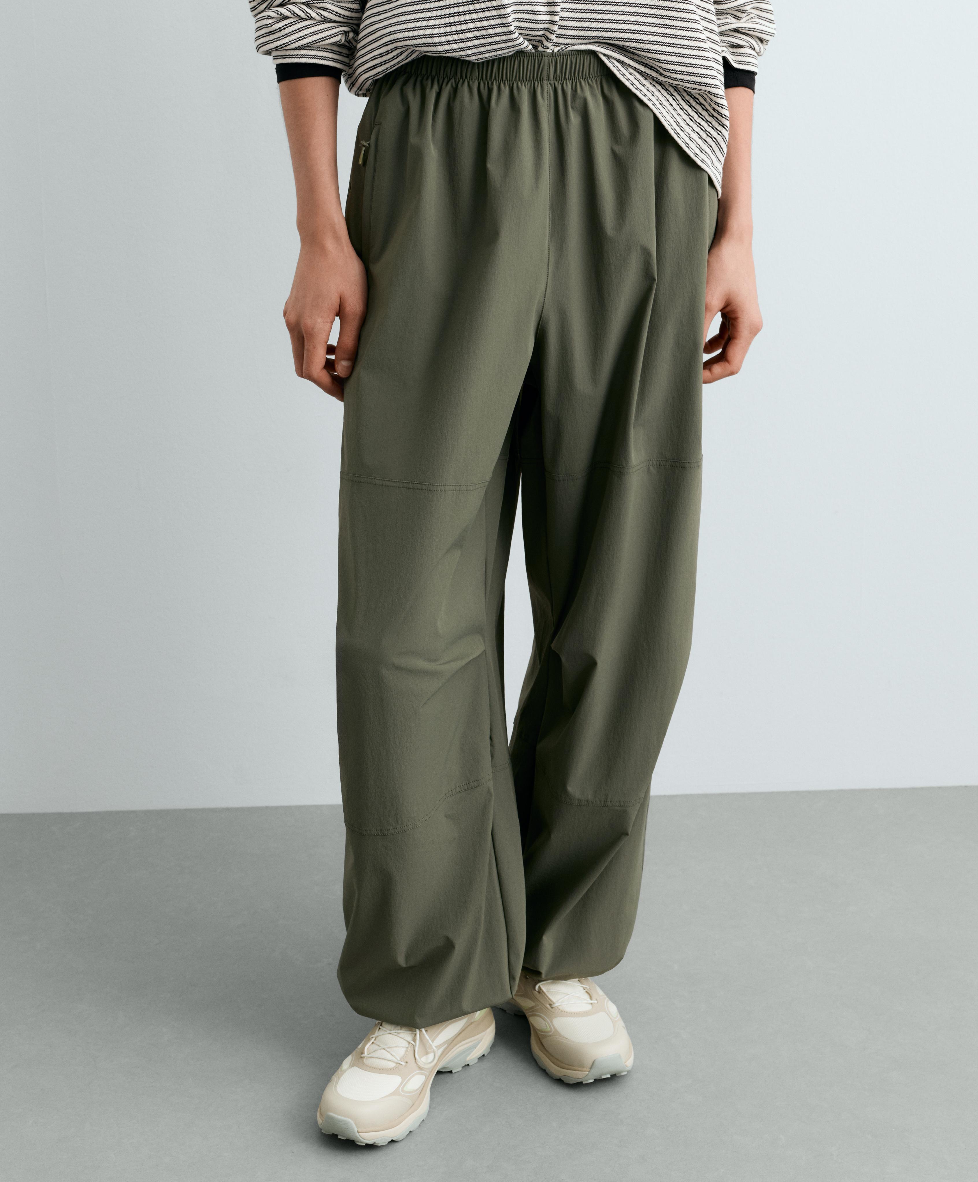 Adjustable technical wide-leg trousers — KHAKI