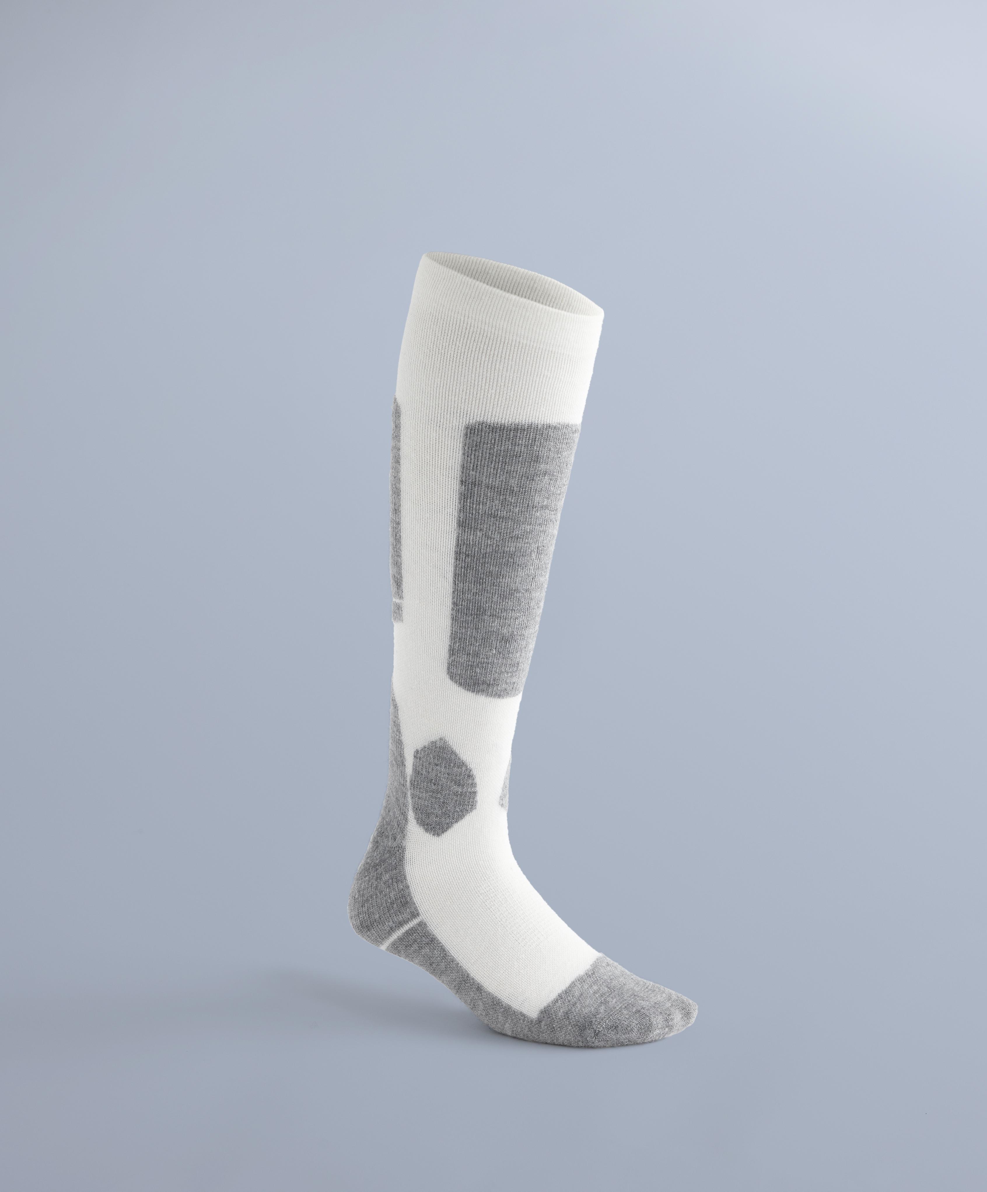 WOOLMARK® wool blend long ski socks — PALE ECRU