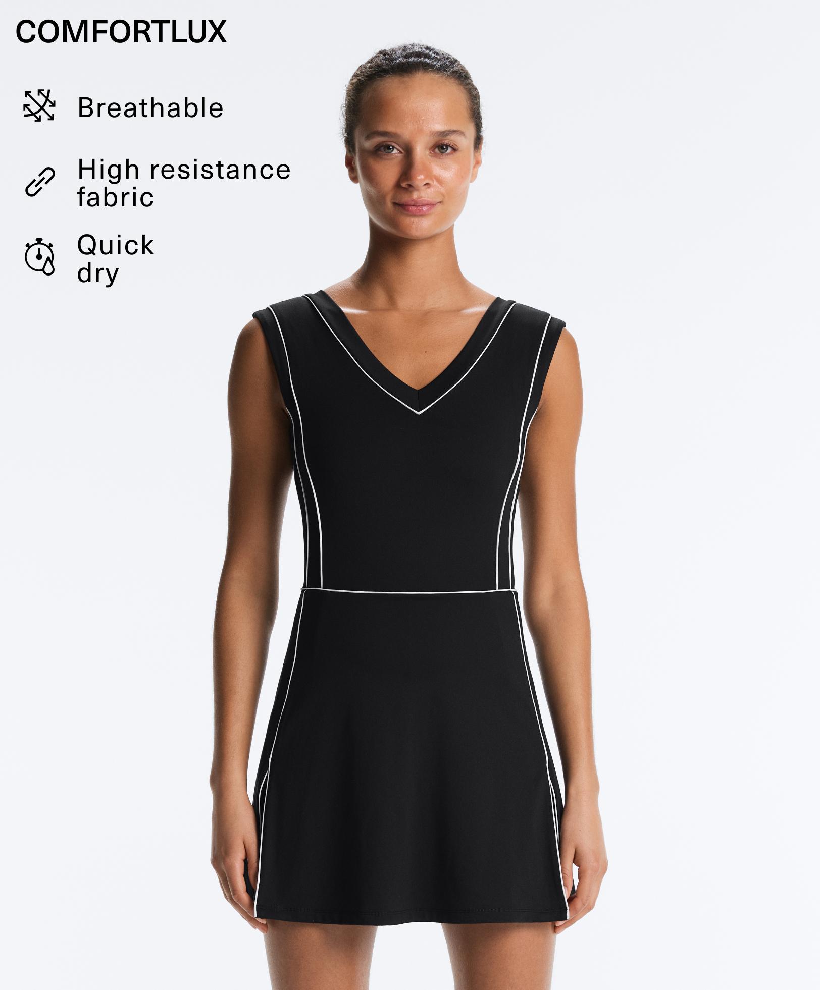 Comfortlux short piping dress — BLACK