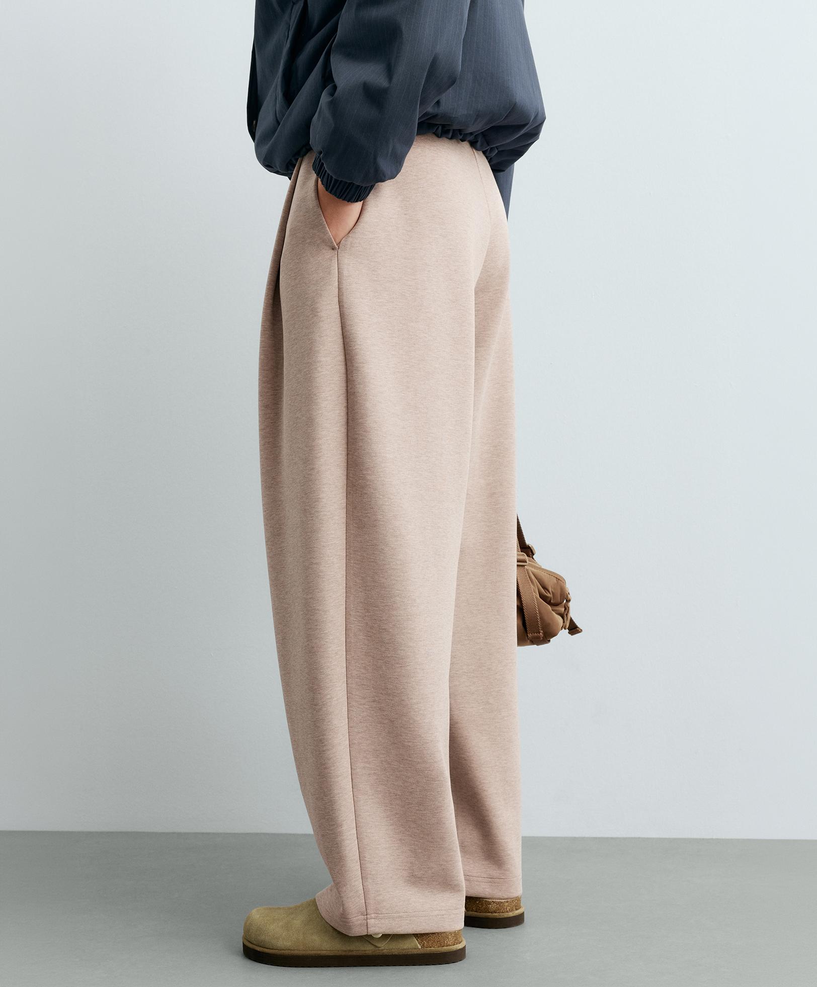 Piqué cotton cocoon trousers — SOFT MINK