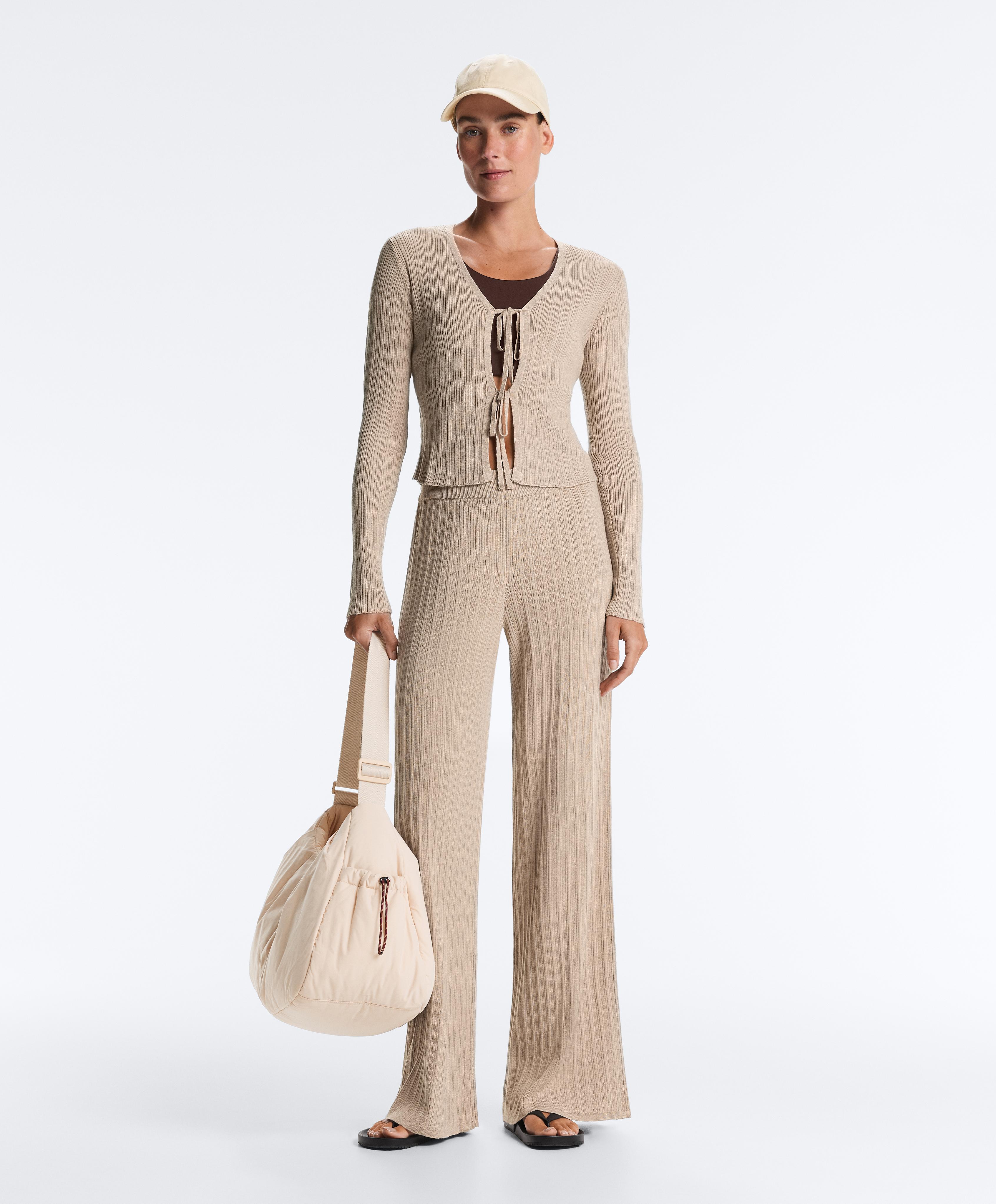 Front tie knit rib cardigan — SANDY