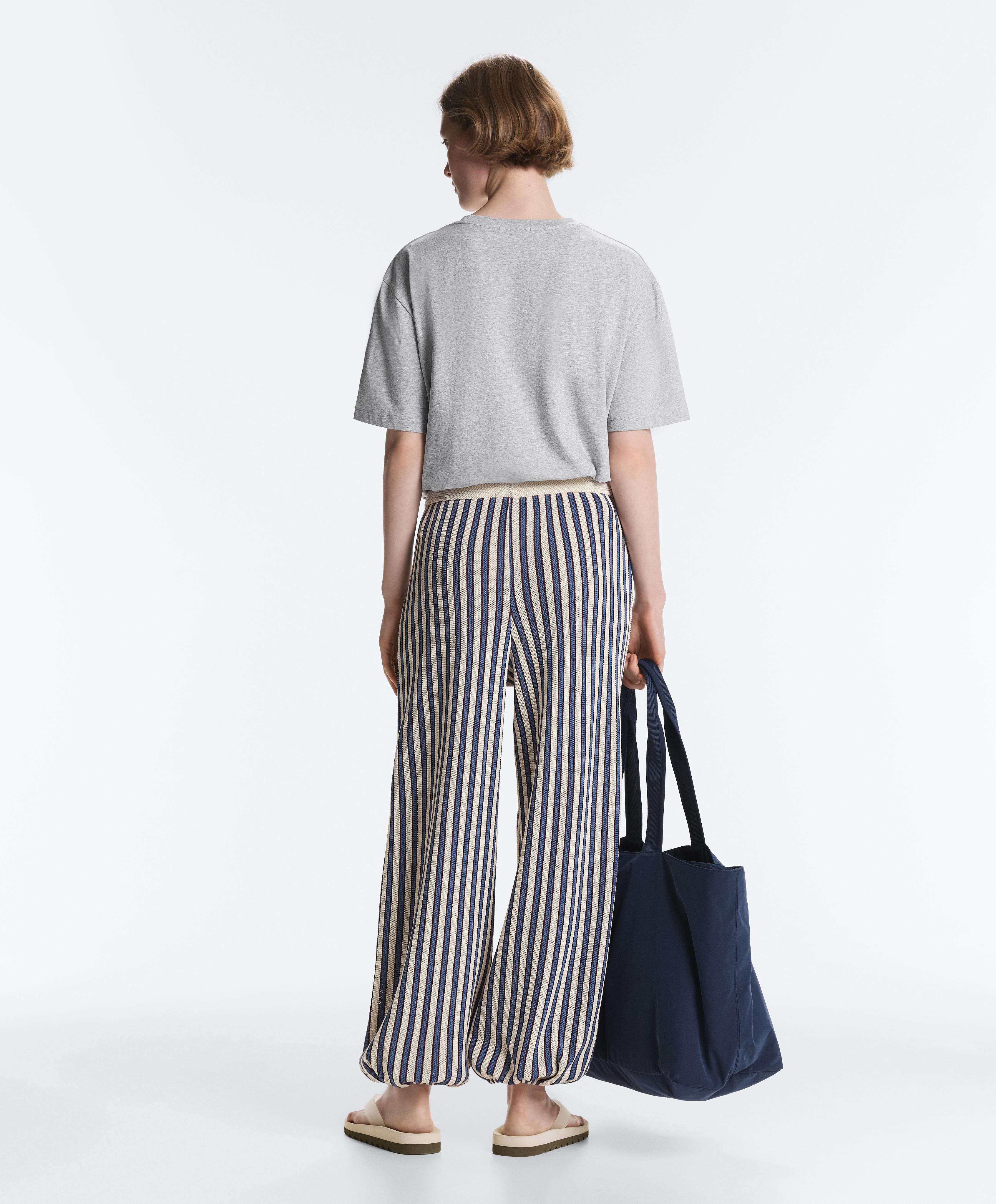 Striped cotton knit bloomer trousers — LAVENDER BLUE