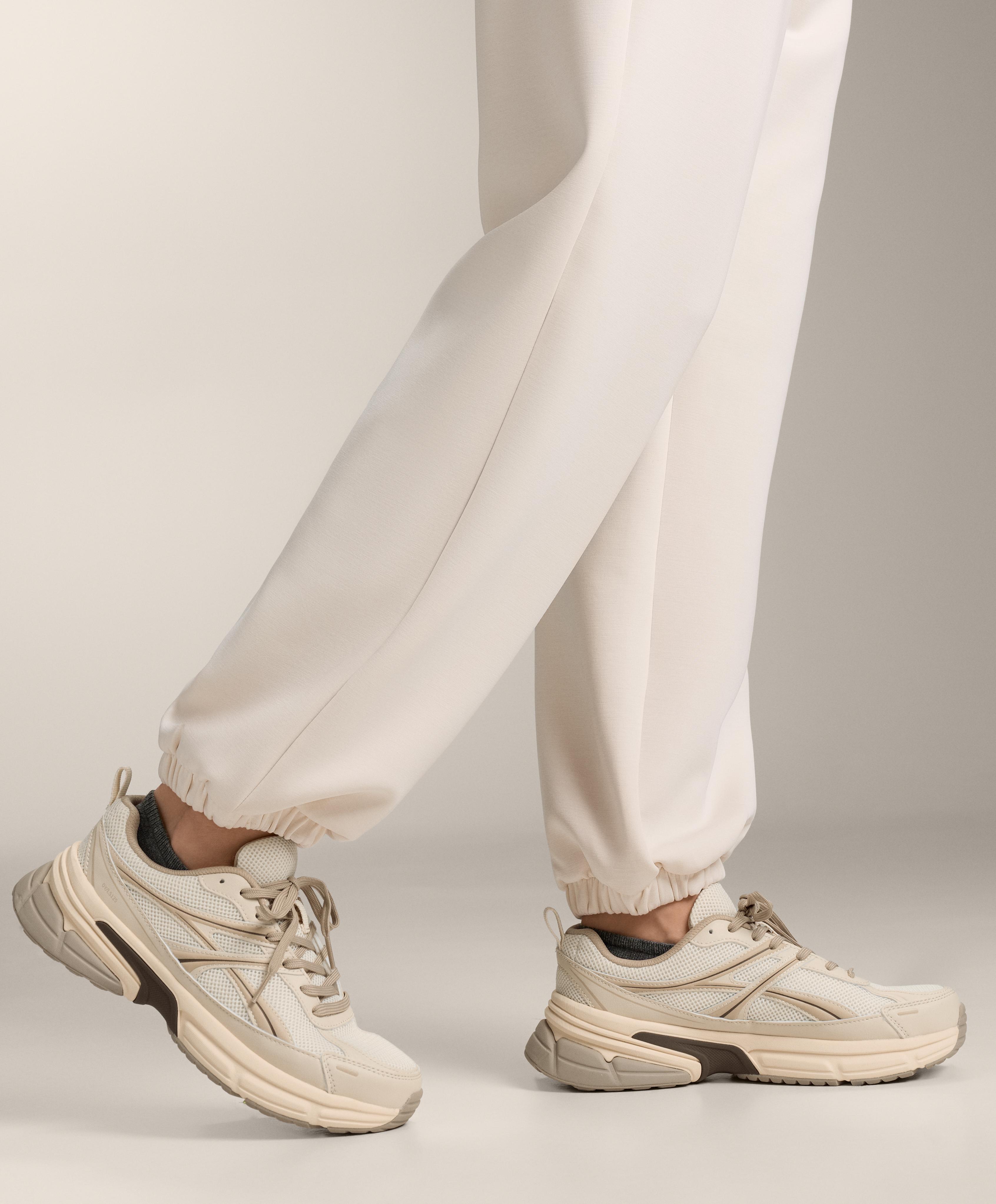 3 pairs of high-cut cotton blend invisible sports socks — PALE GREY MELANGE