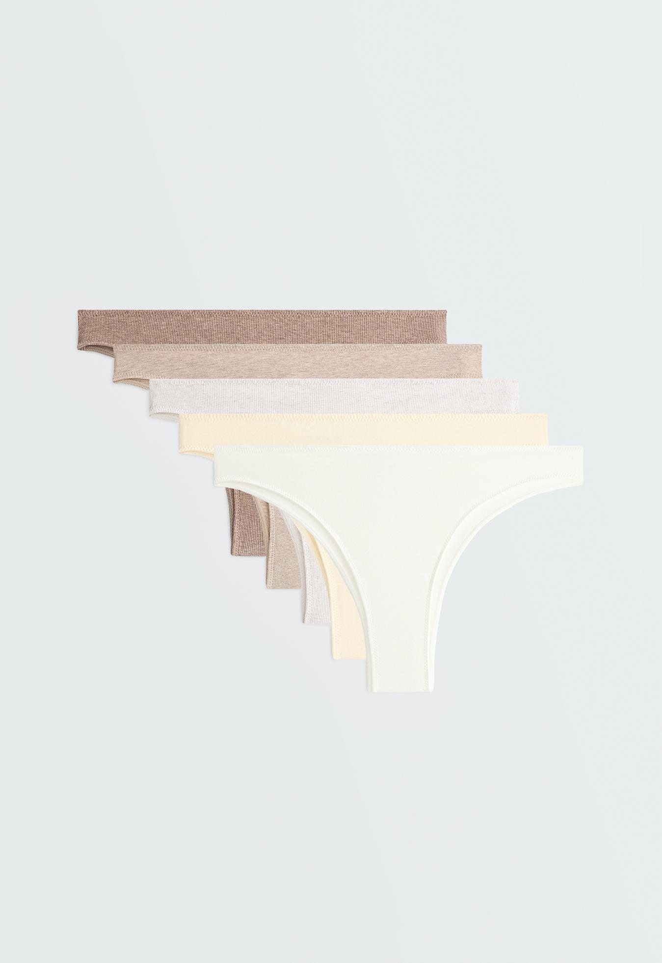 5 rib cotton blend Brazilian briefs — TAN MELANGE