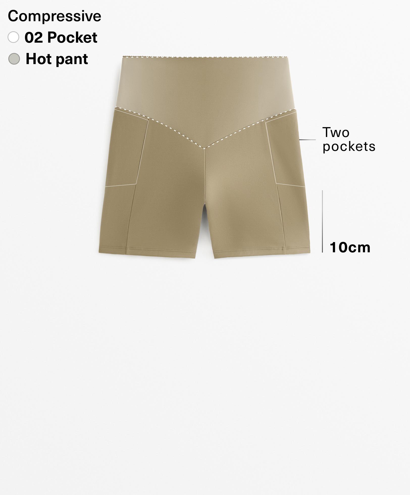 10cm Compressive pocket high rise hot pants