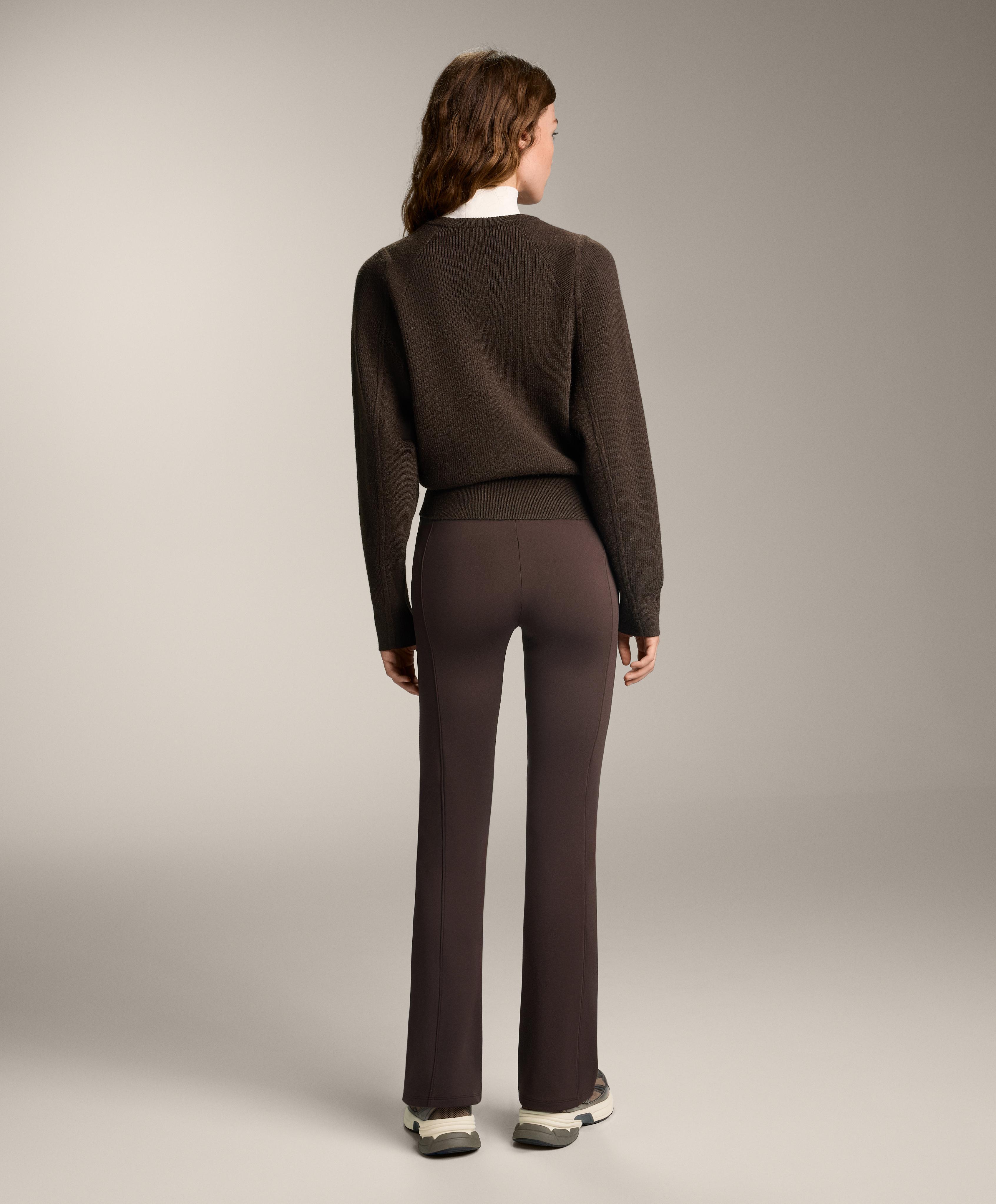 High rise warm flare trousers with pockets — DARK REDDISH‑BROWN