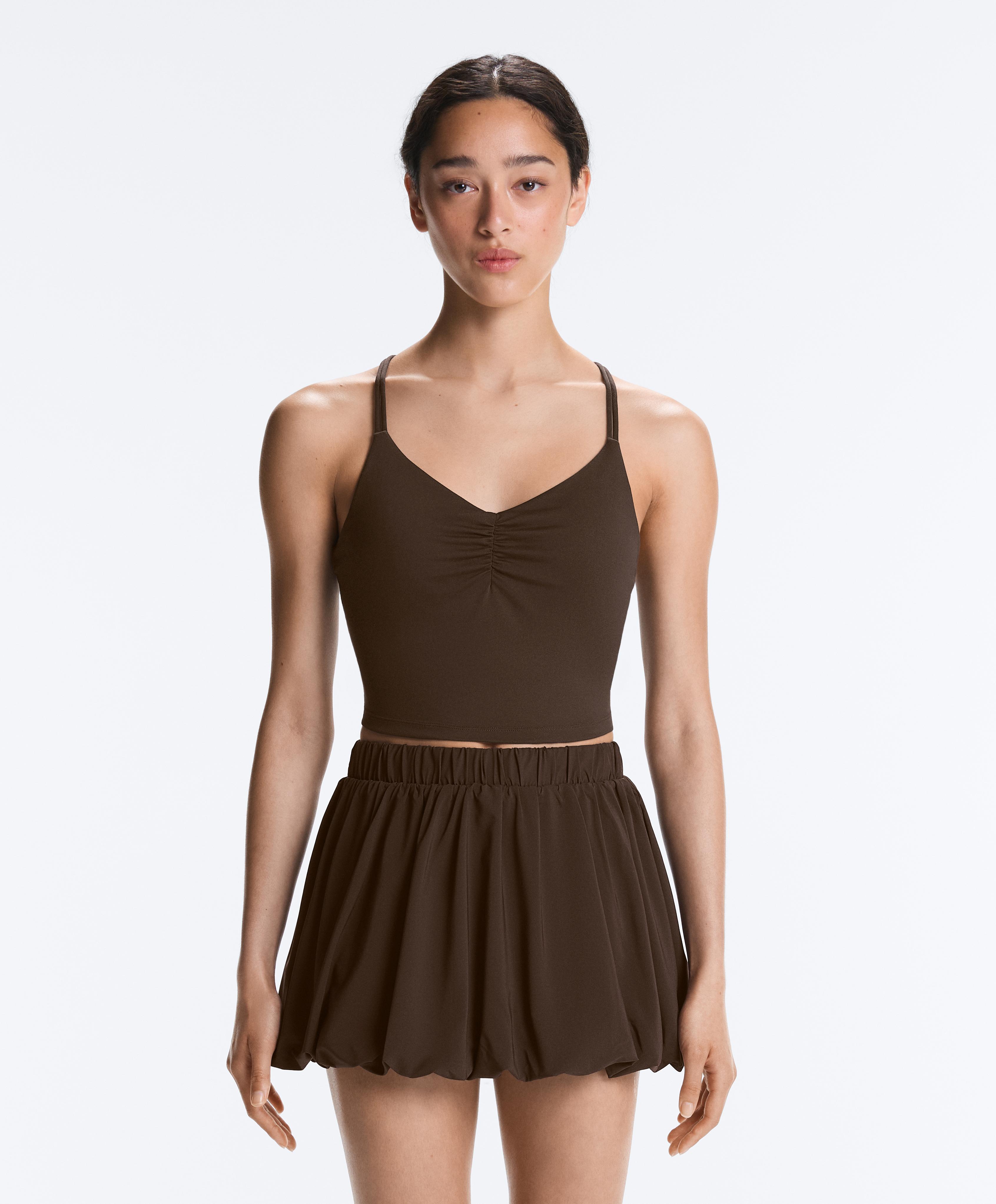Comfortlux crossover strap tank top — DARK BROWN