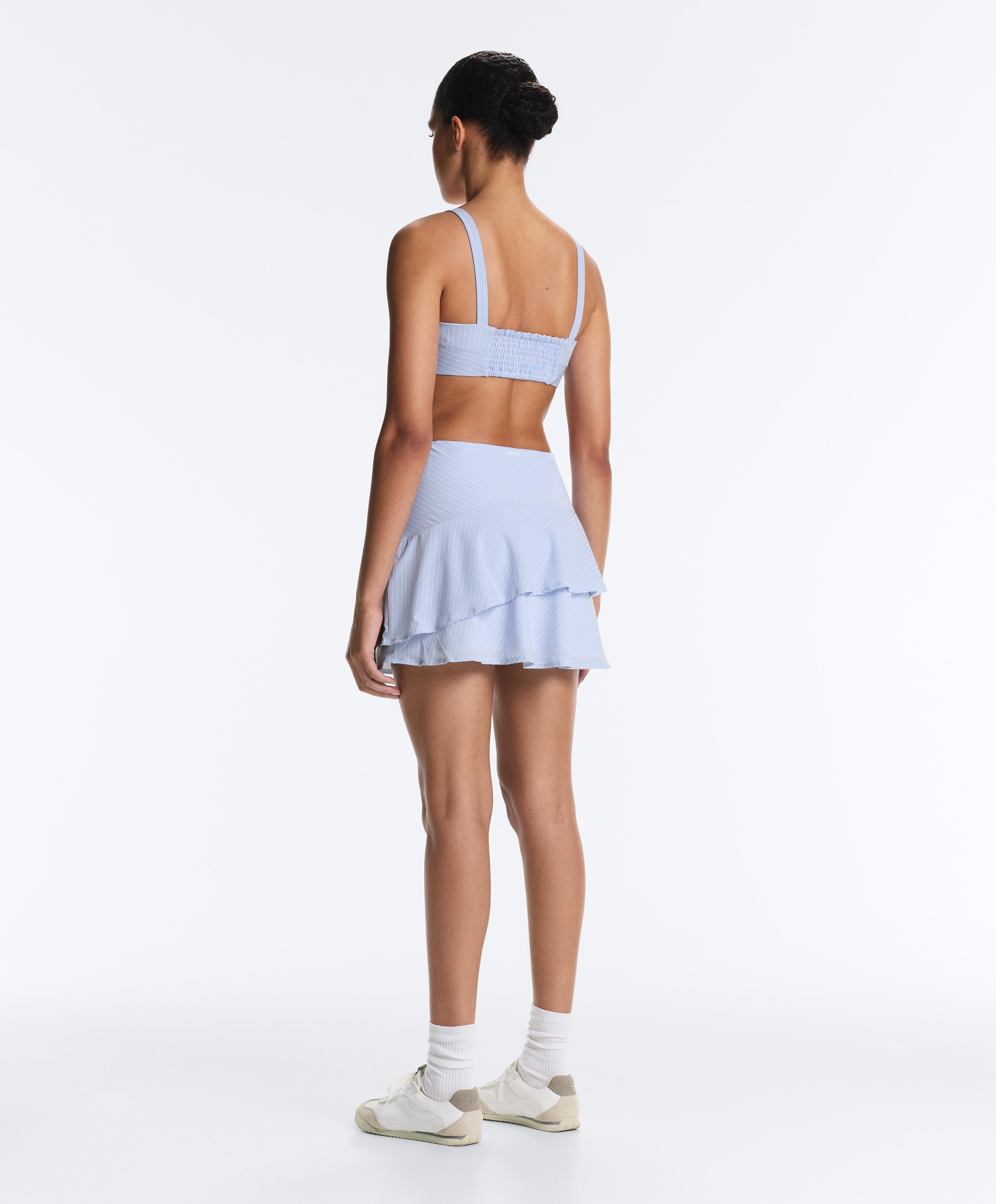 Medium-support striped straight sports bra — BLUE