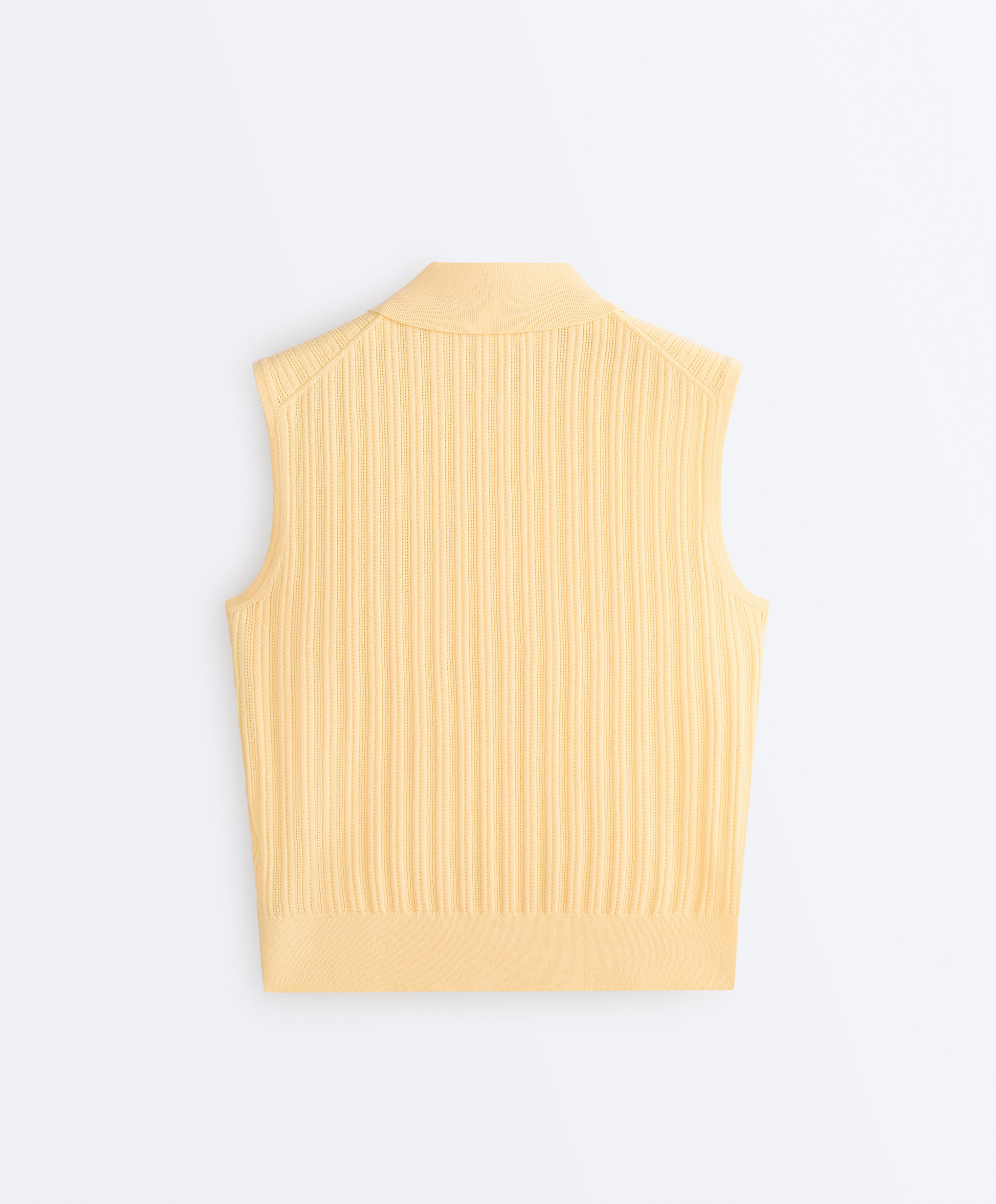 Sleeveless open knit jumper — MID-YELLOW