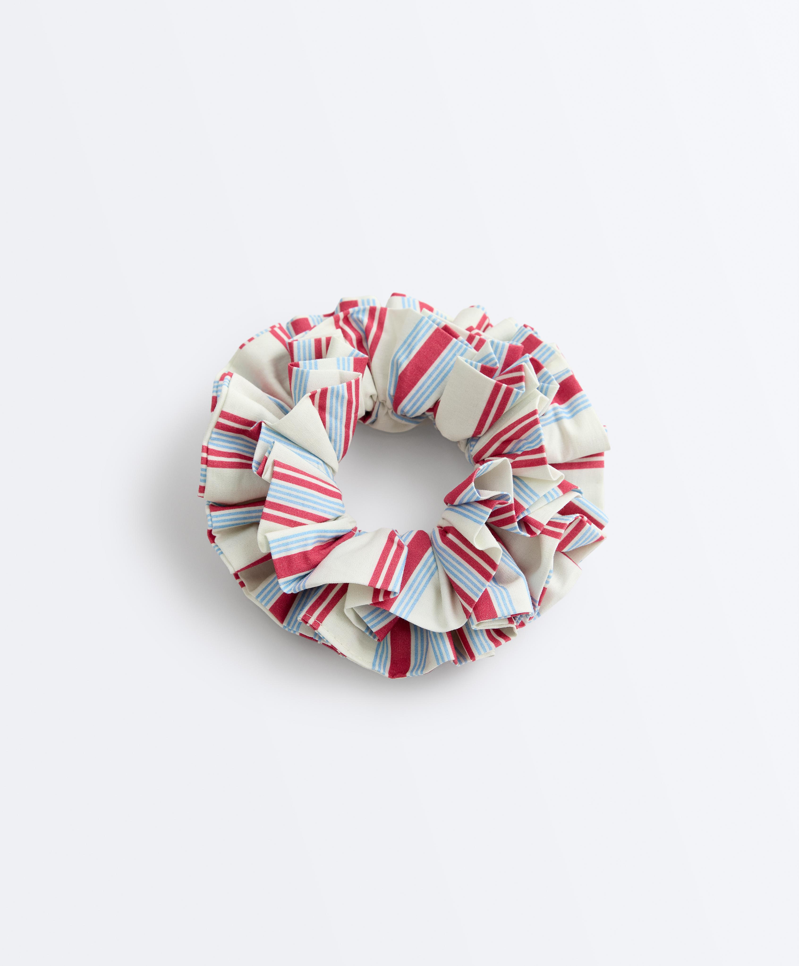 Maxi striped 100% cotton scrunchie