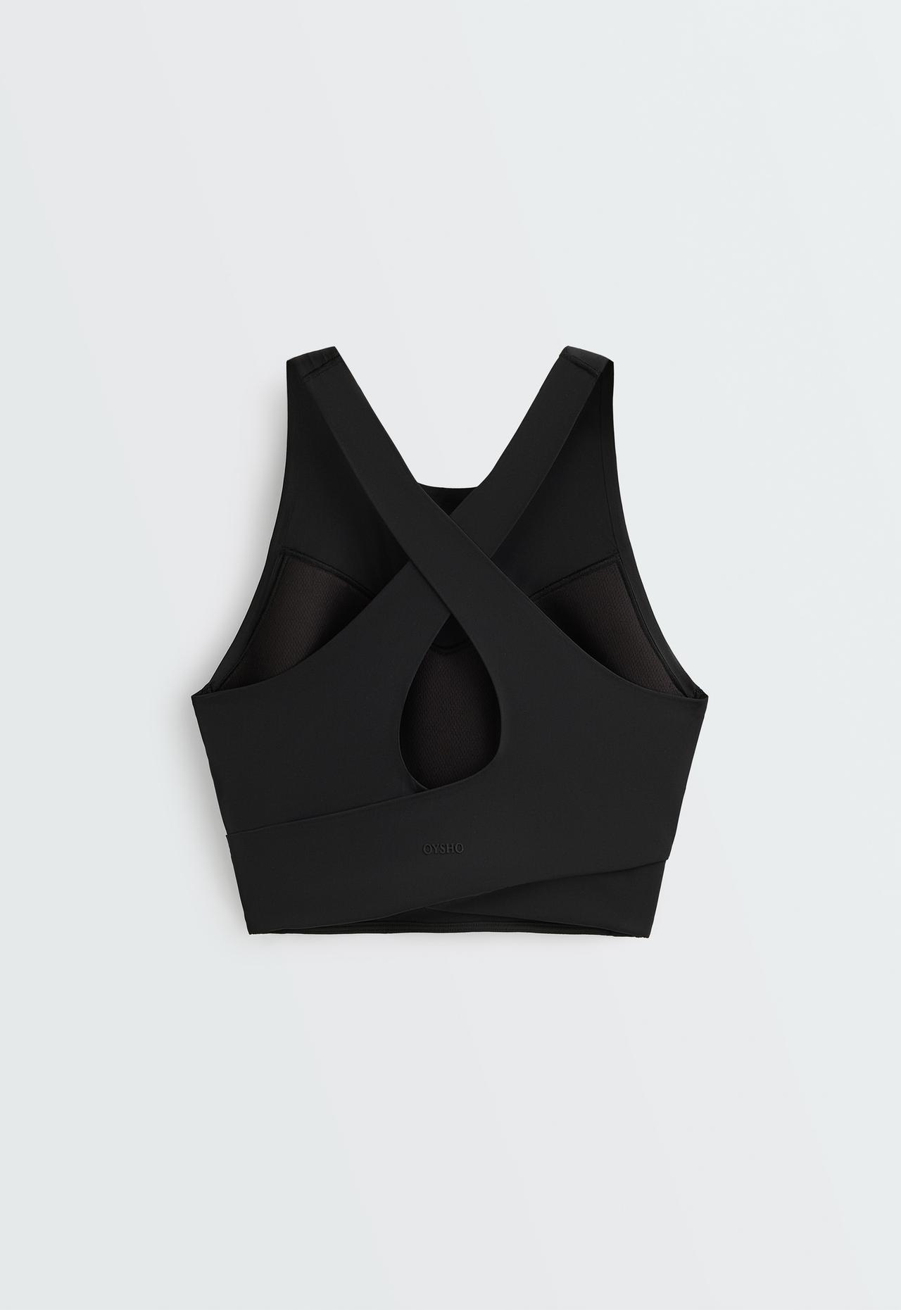 Light Touch crossover-back tank top — BLACK