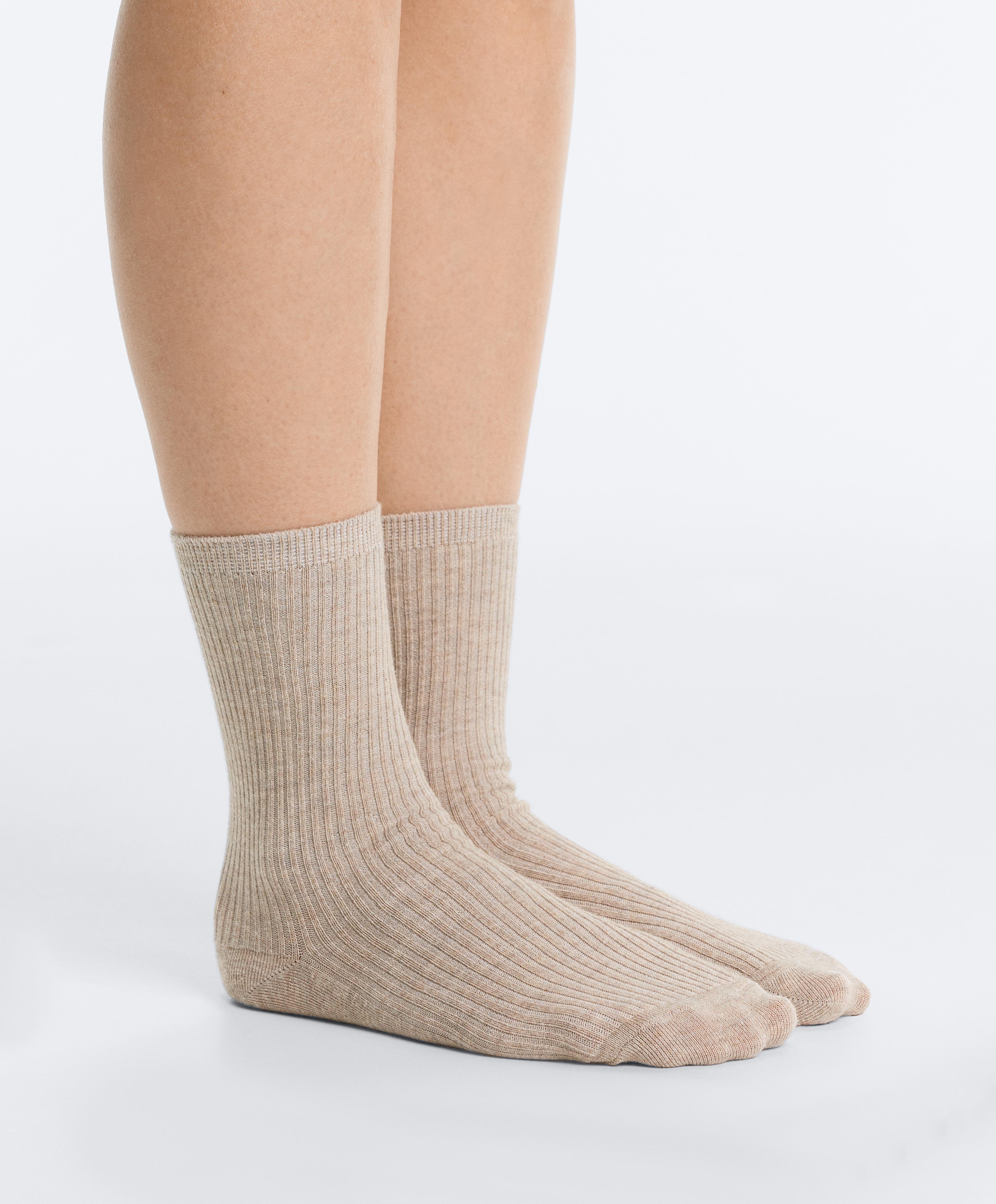 5 pairs of cotton blend classic socks — SAND MELANGE