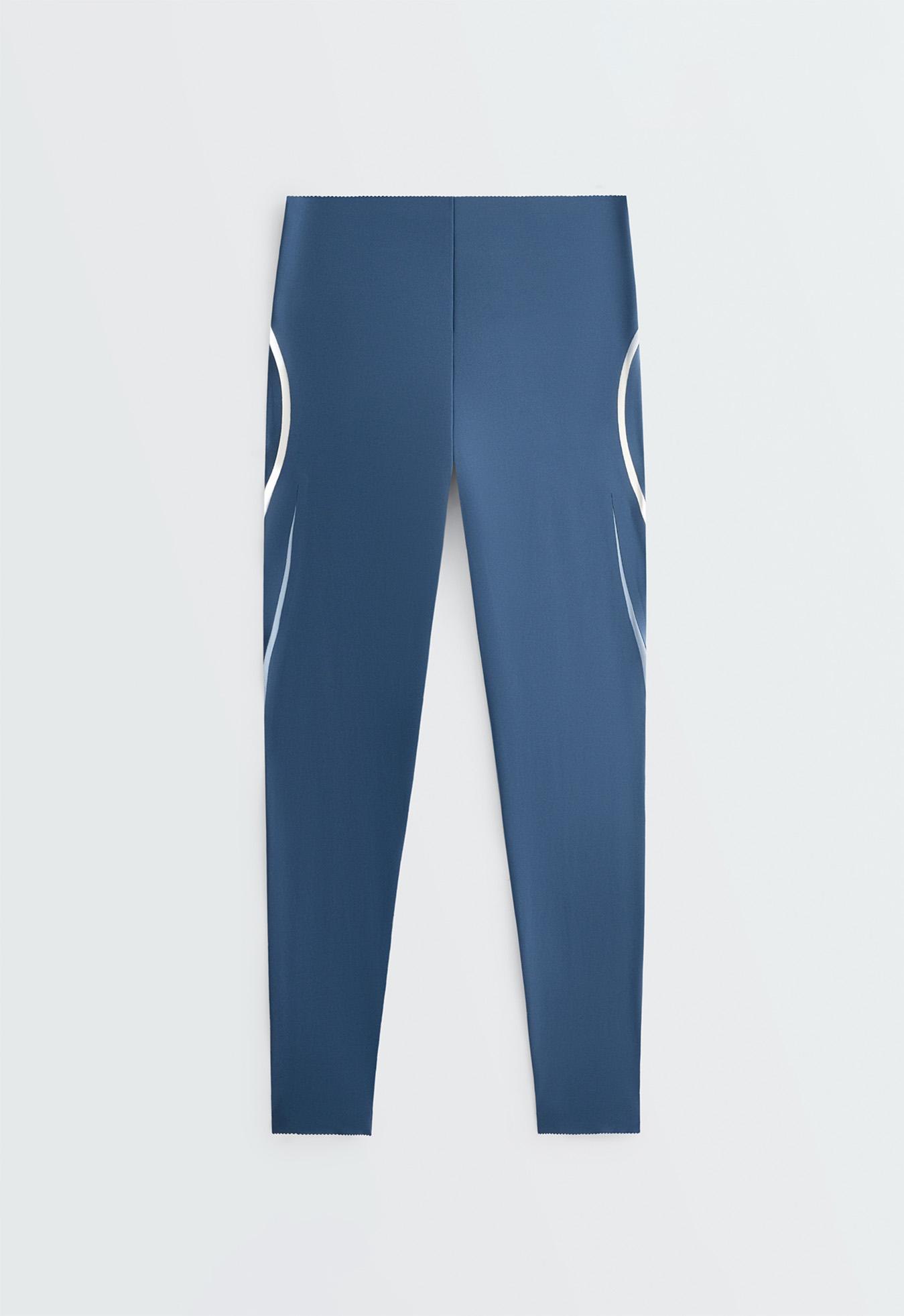High-rise compressive core-control ankle-length leggings — MID GREY-BLUE