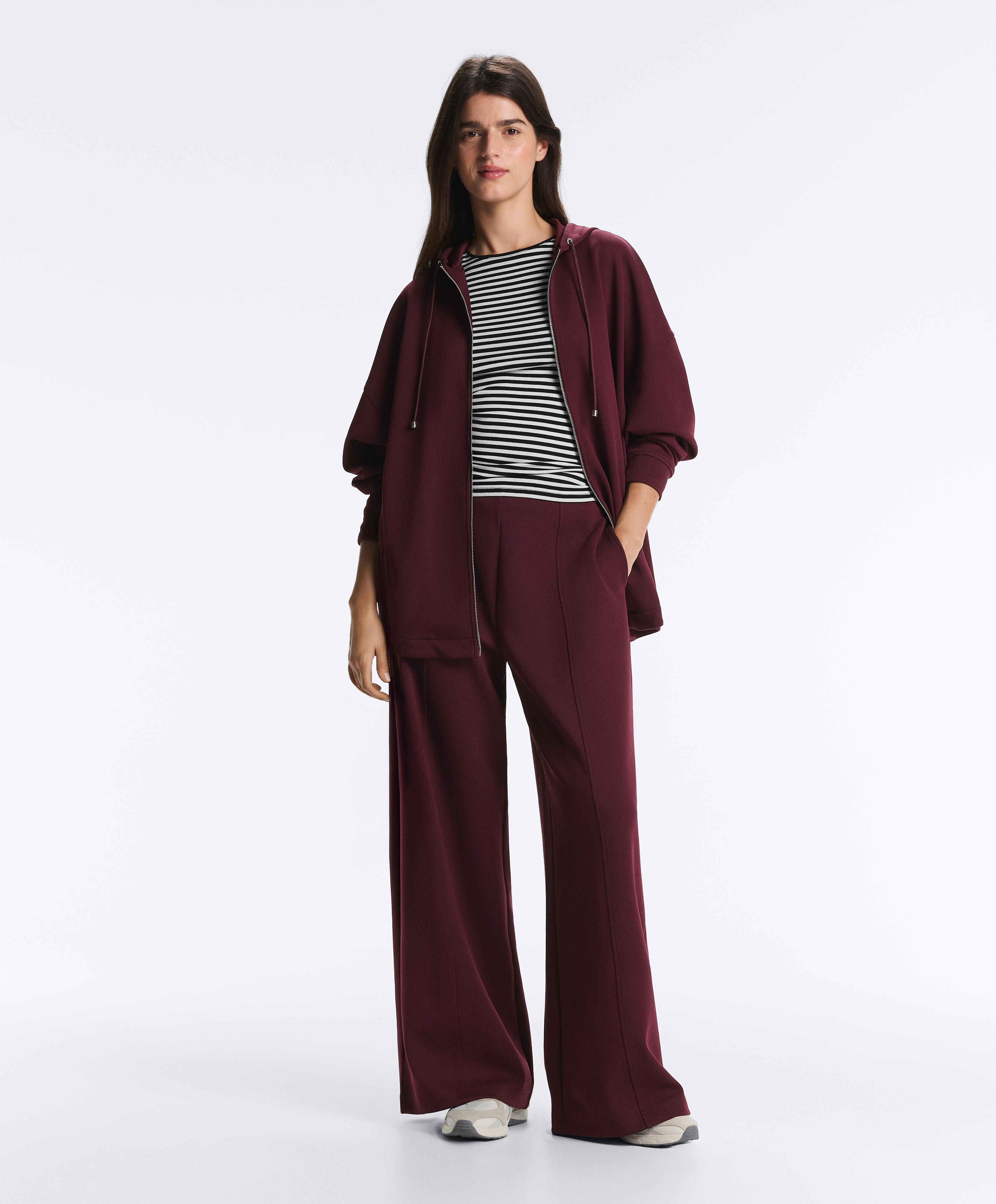 Pantalón largo piqué super high rise con algodón