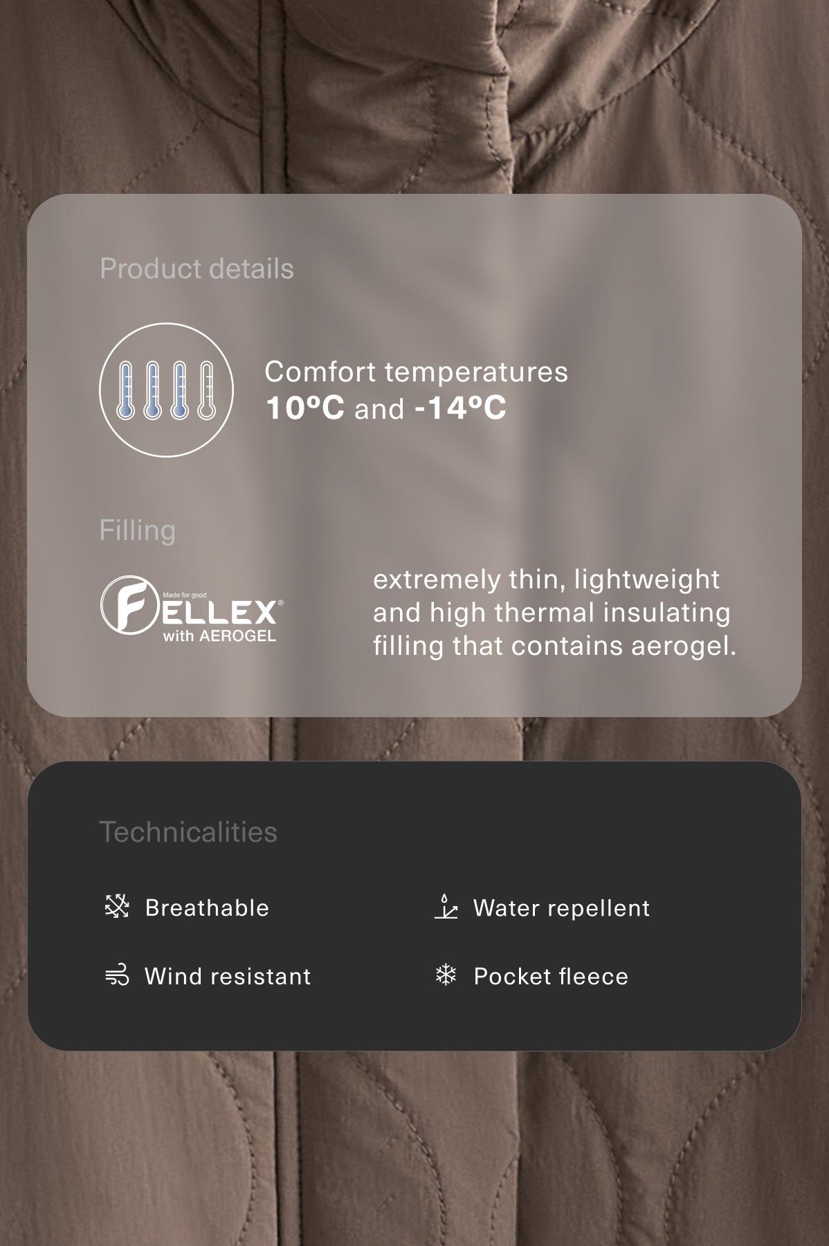 Water-repellent FELLEX® AEROGEL padded jacket — WASHED TAUPE-MAUVE