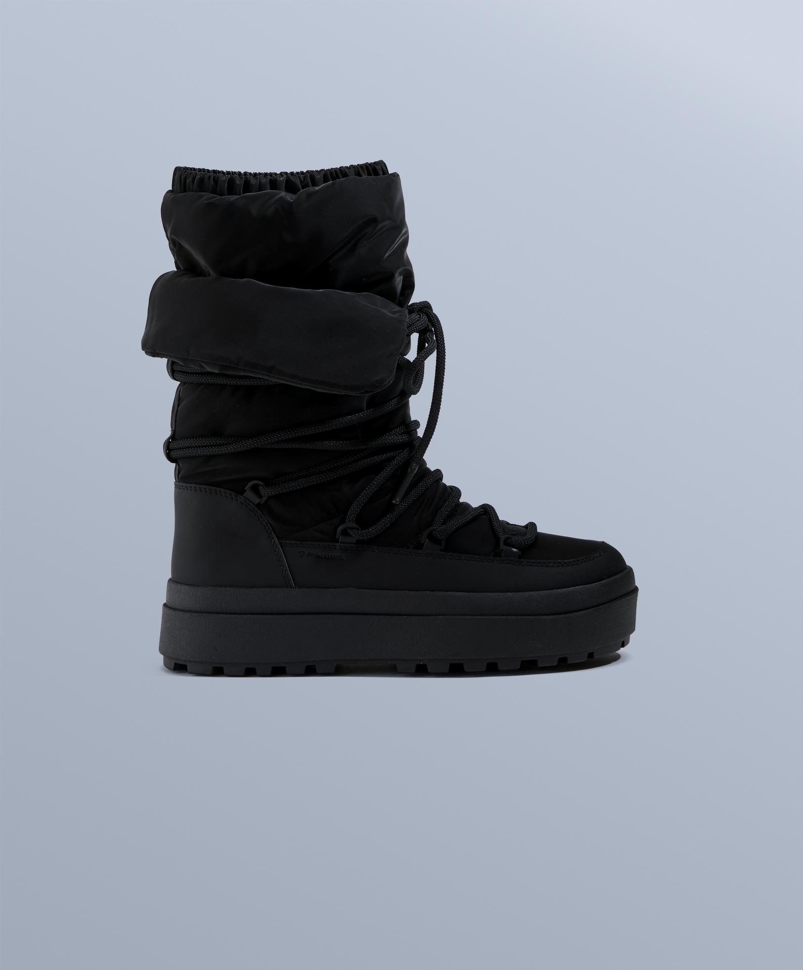 Laced nylon après-ski boots — BLACK