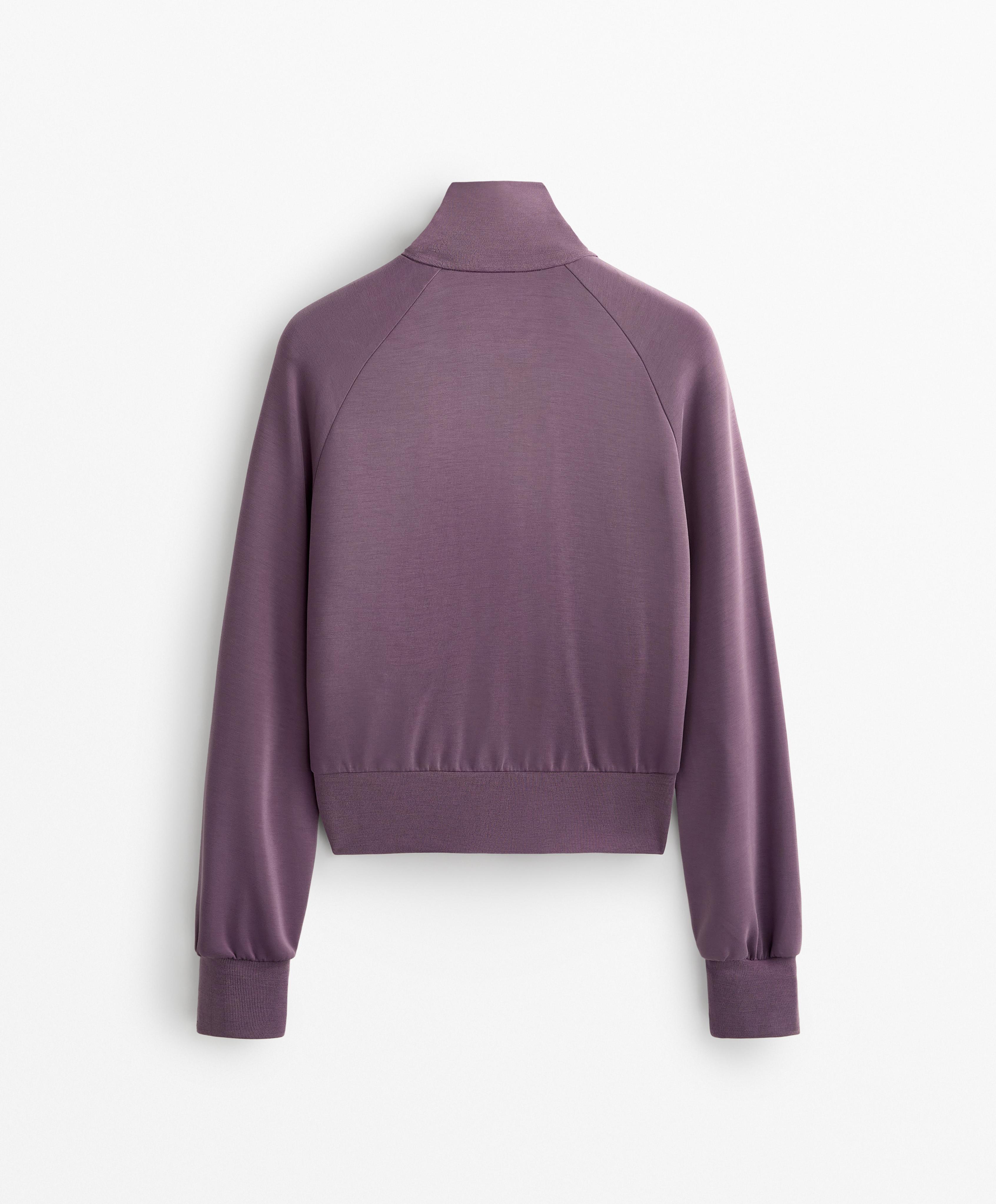 High-collar fitted waist jacket with soft-touch modal