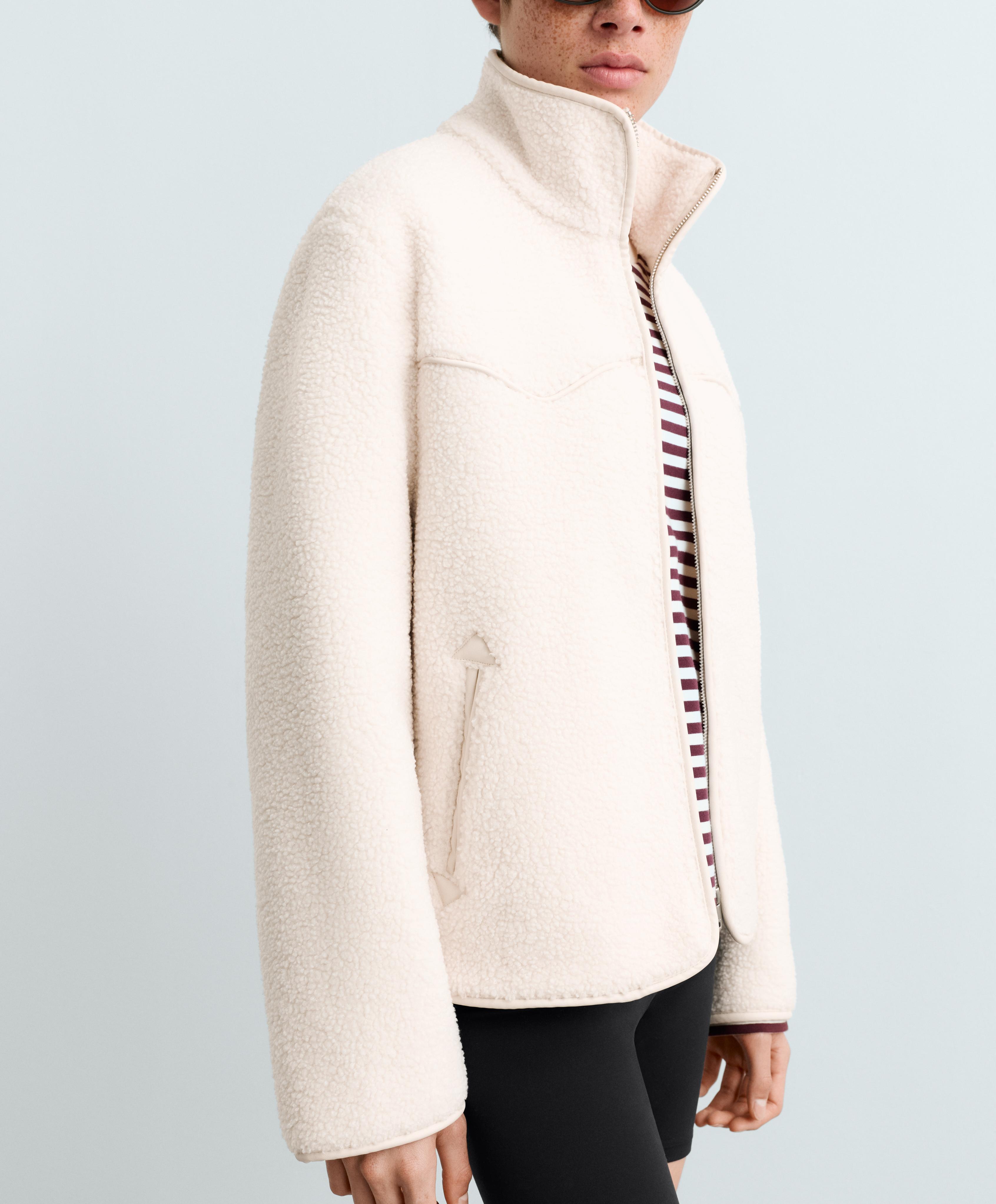 Piping faux-shearling jacket — ECRU