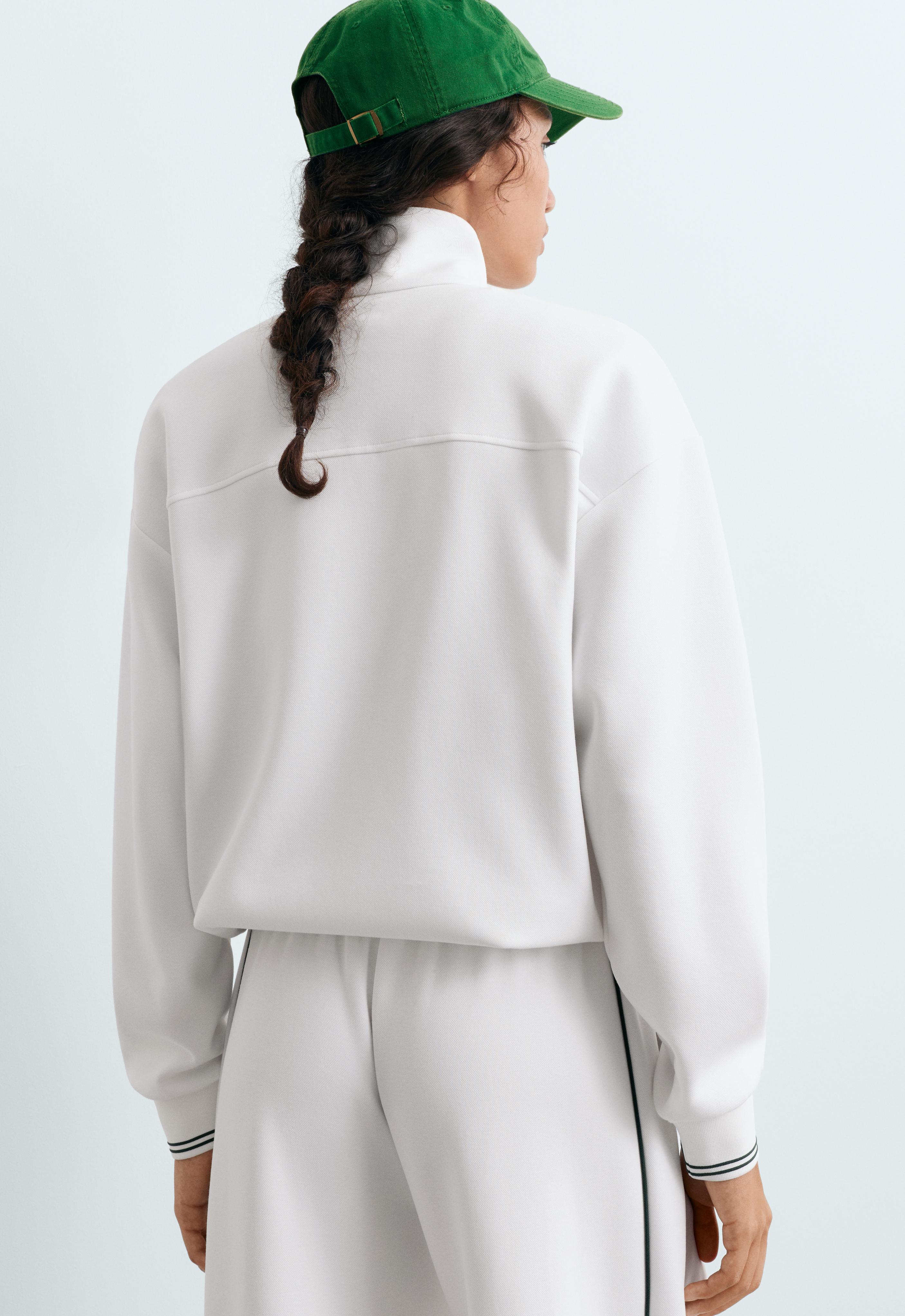 Cotton piqué jacket with piping — WHITE 