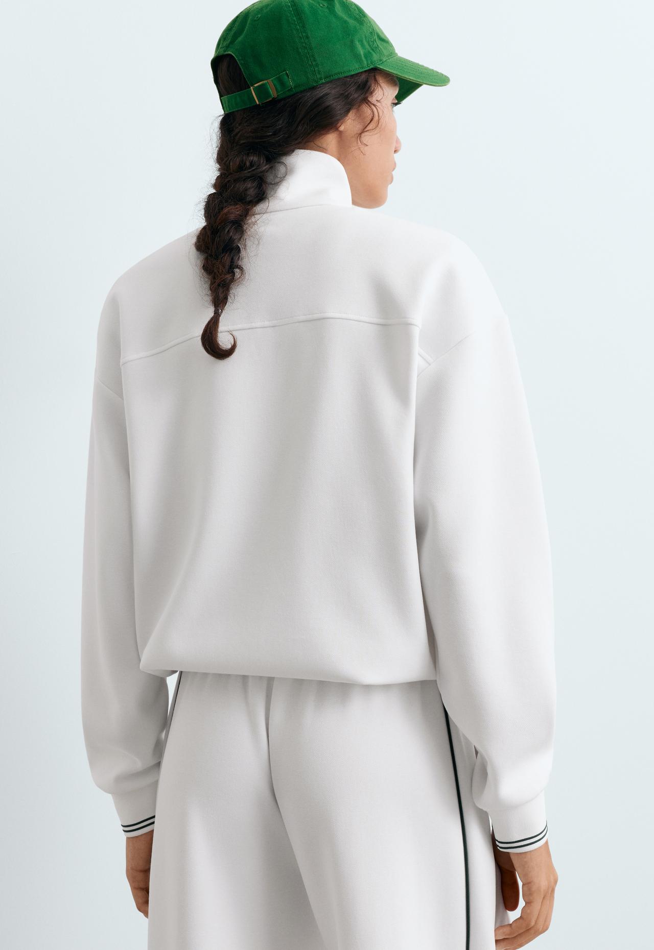 Cotton piqué jacket with piping — WHITE 