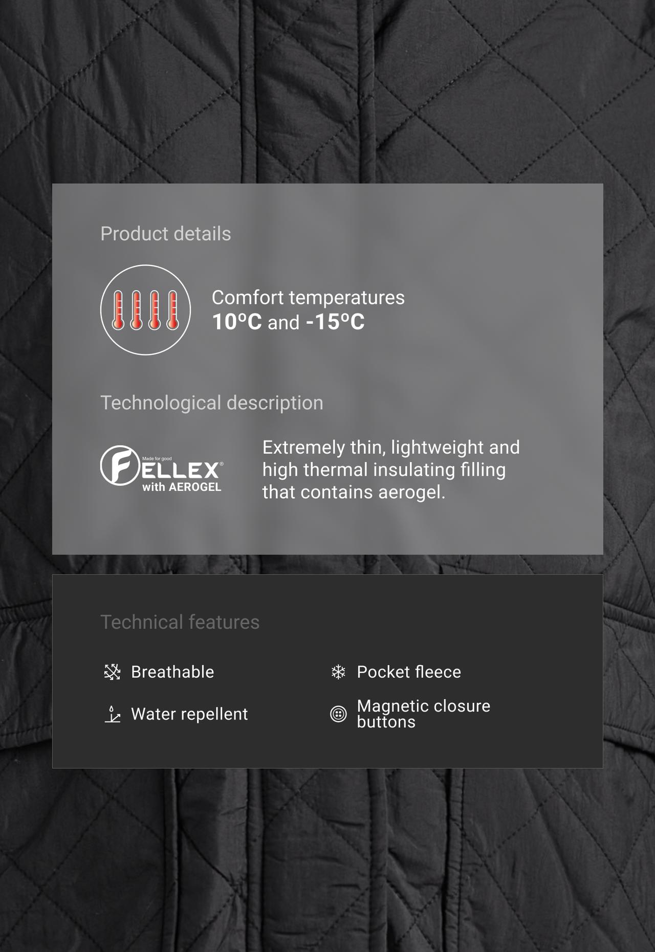 Fellex® aerogel padded jacket with faux-fur-effect lining — BLACK