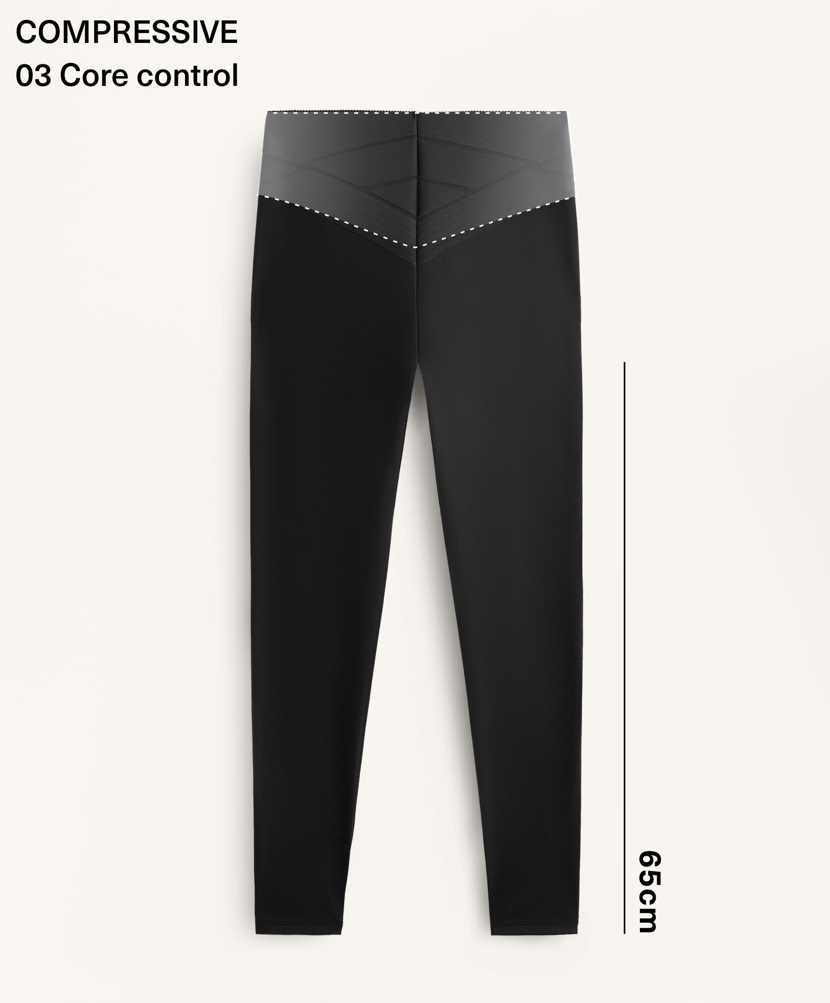 Ankle-length high rise Compressive core control block leggings 65 cm