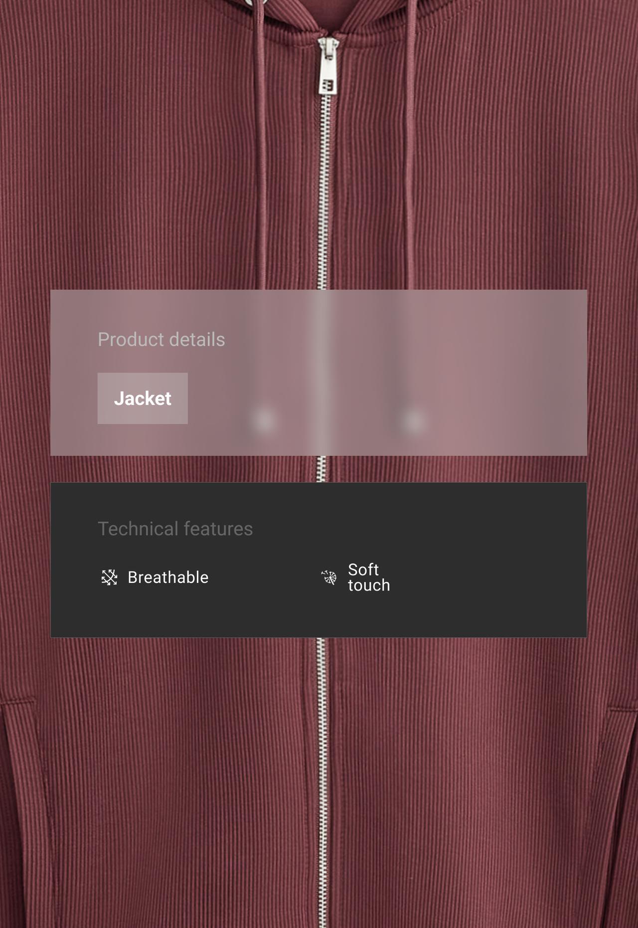 Oversize rib jacket with soft-touch modal — BURGUNDY