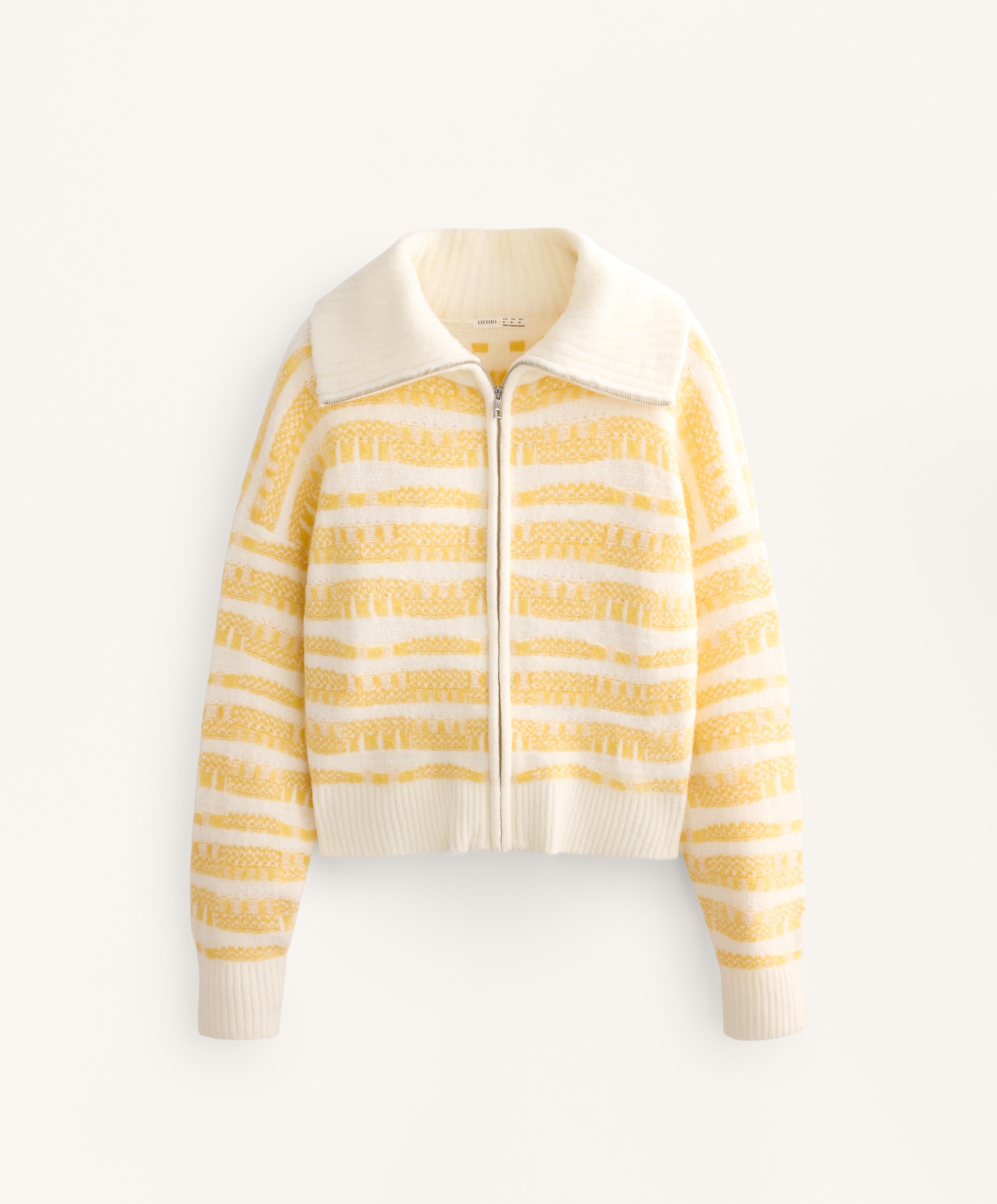 Veste en maille jacquard rayée