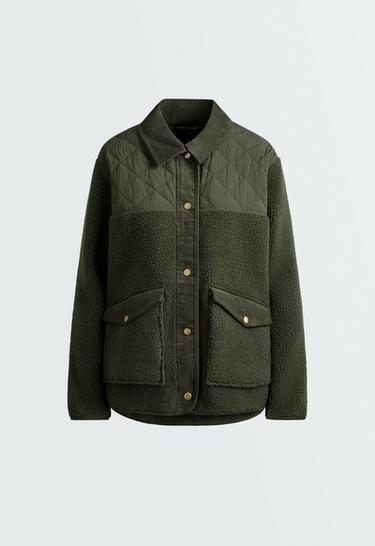 Combined faux-shearling jacket — KHAKI 6