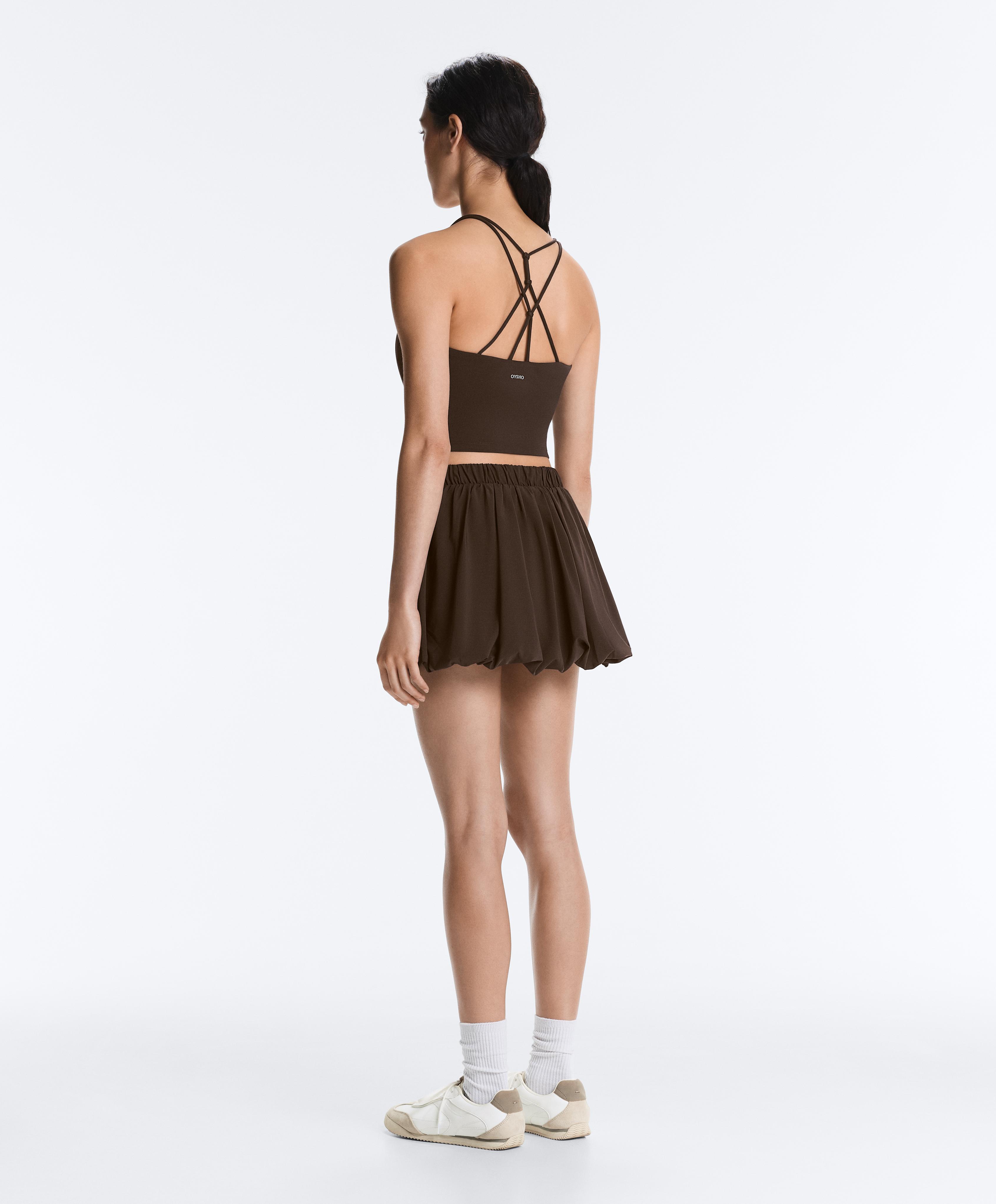High rise Compressive balloon skirt — DARK BROWN