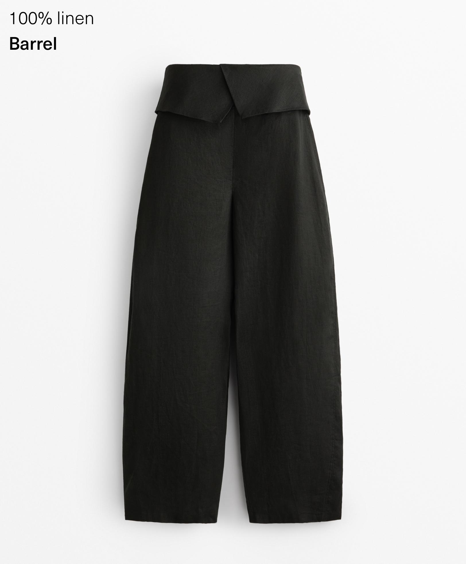 100% linen foldover waist trousers