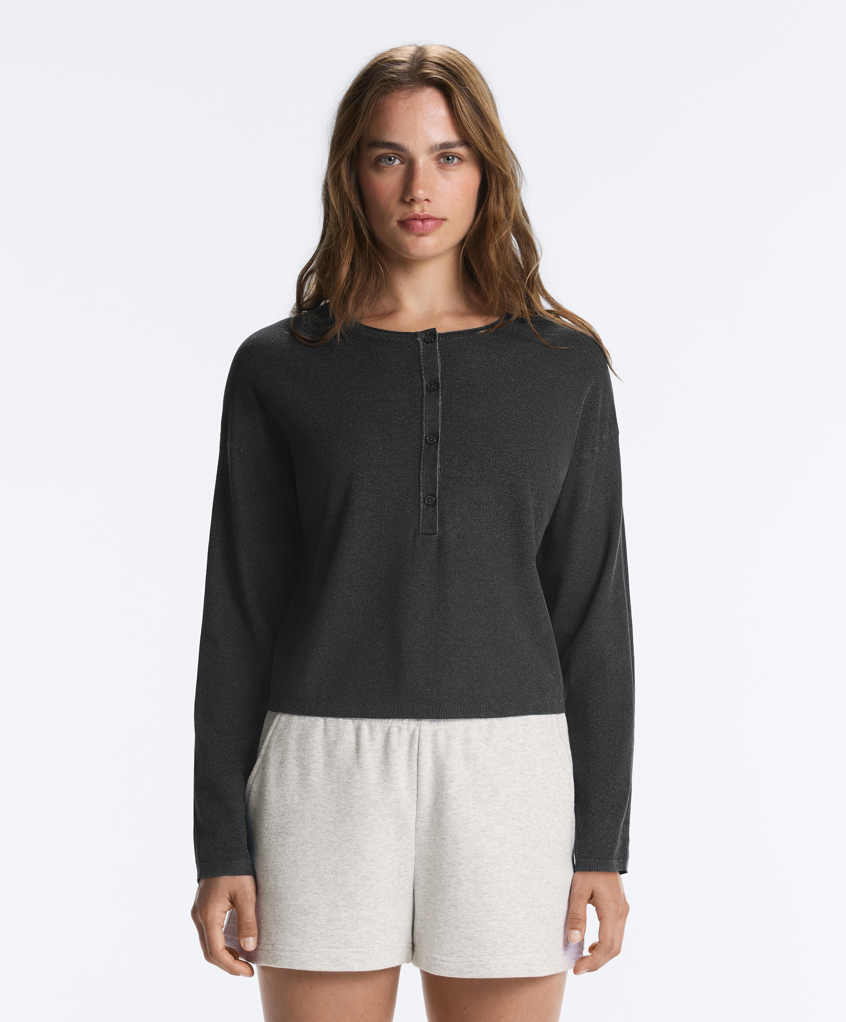 Long-sleeve waffle knit jumper — DARK ANTHRACITE