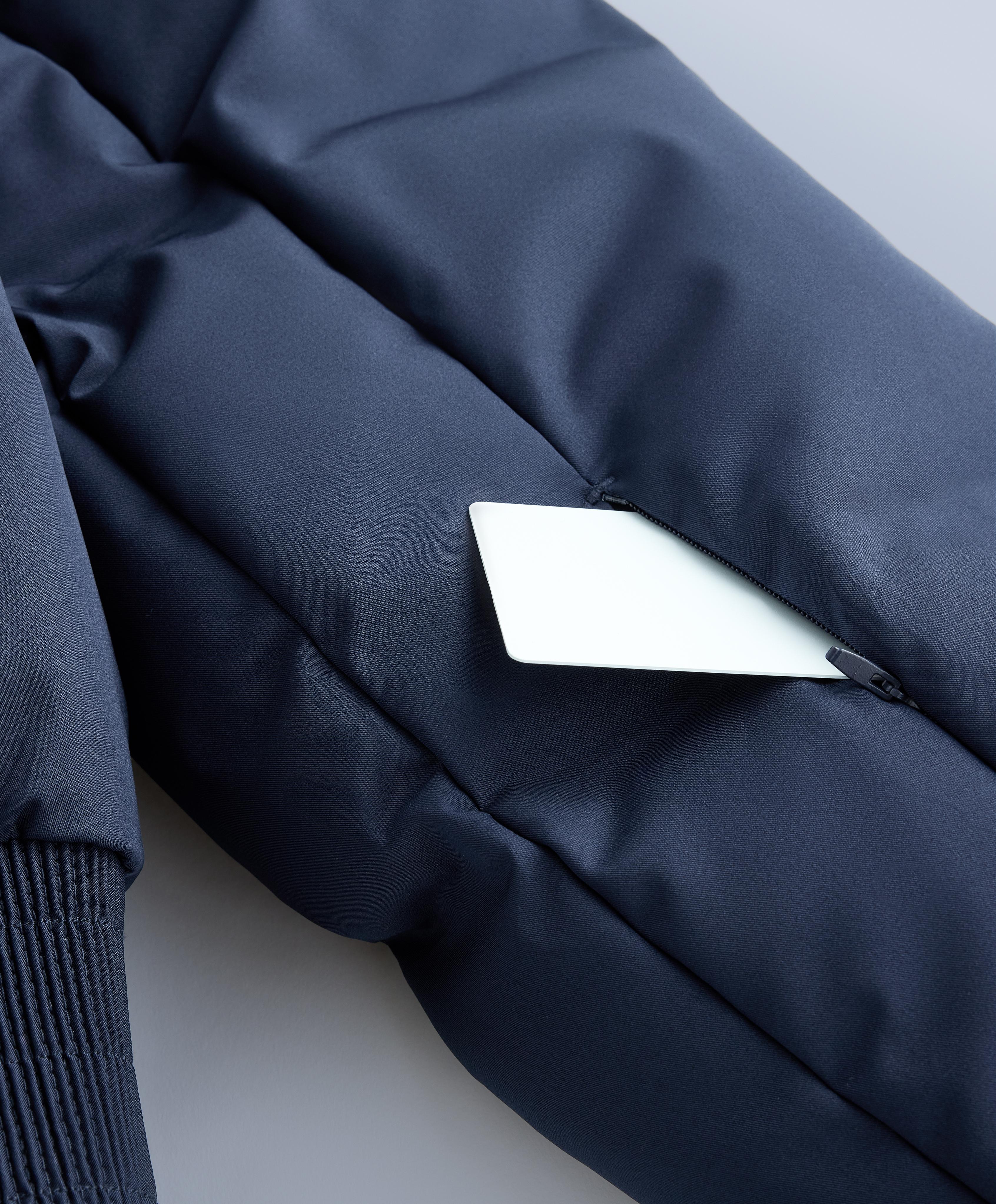 MINARDI PIUME SKI water-resistant retro jacket, 80% down and 20% feather — NAVY BLUE