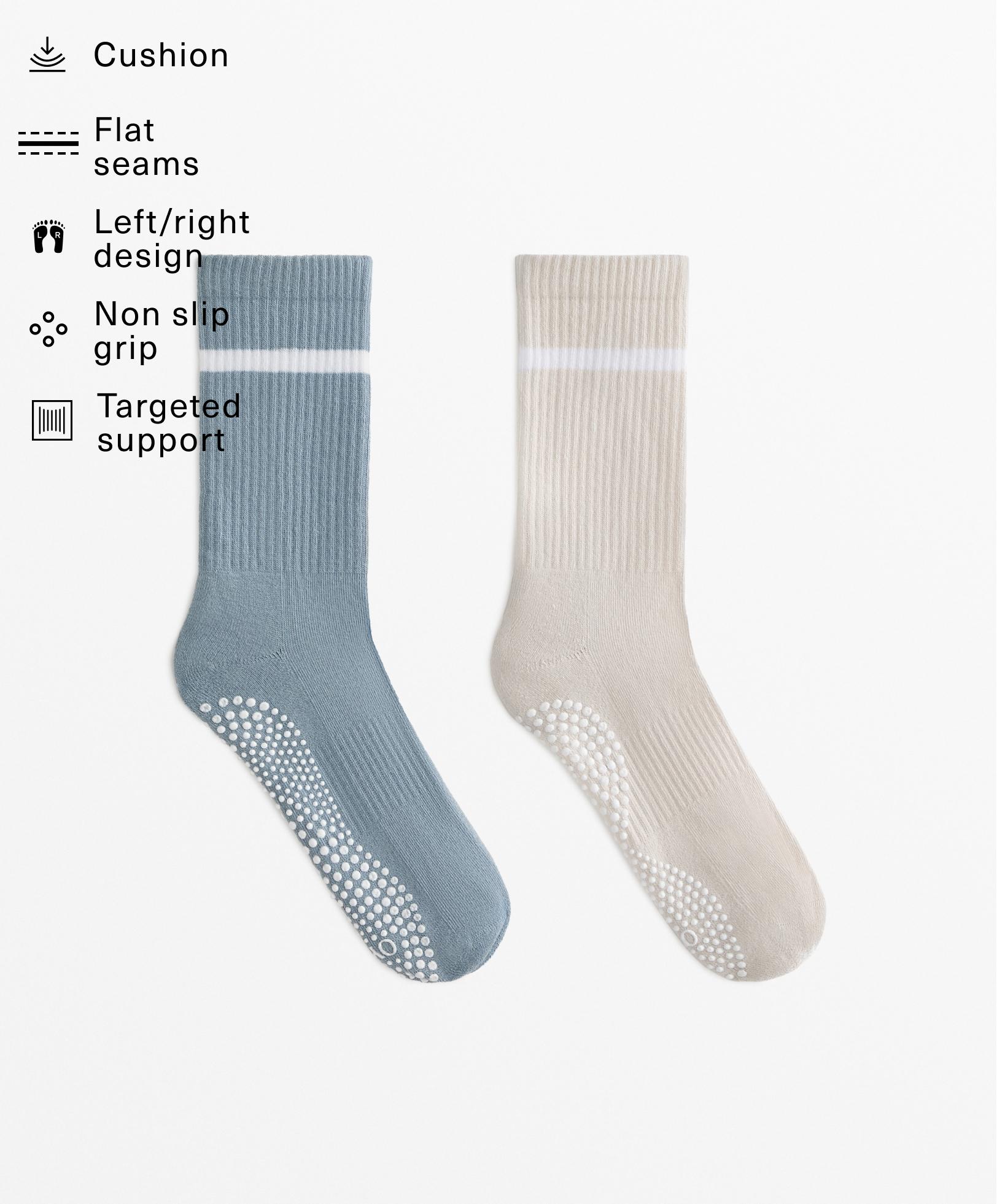 2 pairs of classic cotton blend yoga and Pilates socks
