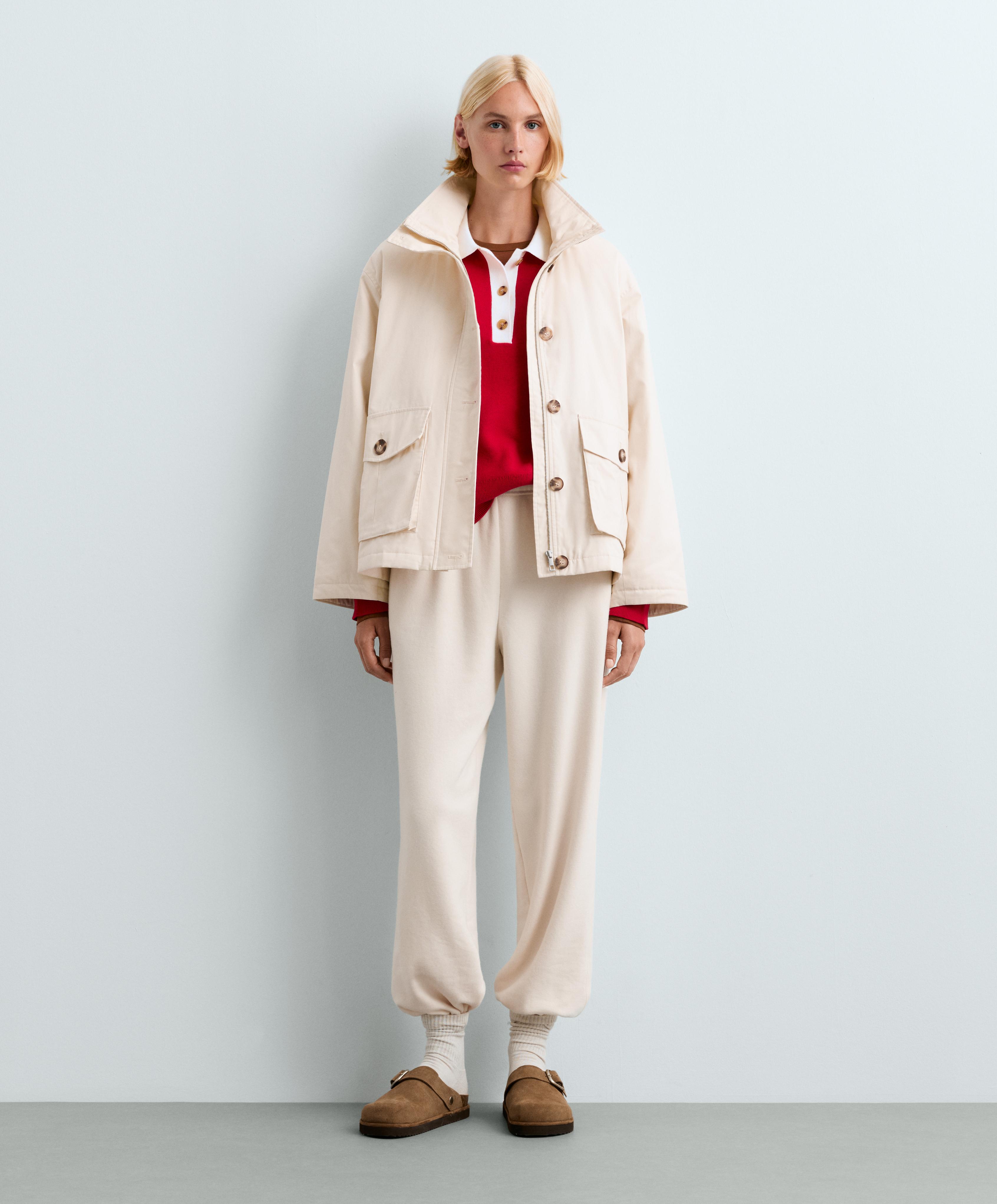 Cotton-blend fleece joggers — PALE ECRU