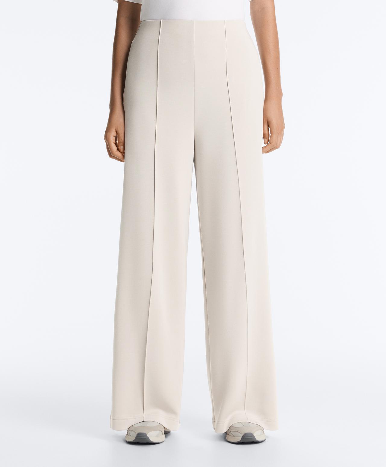 Straight-leg trousers with modal and crease — PALE MINK