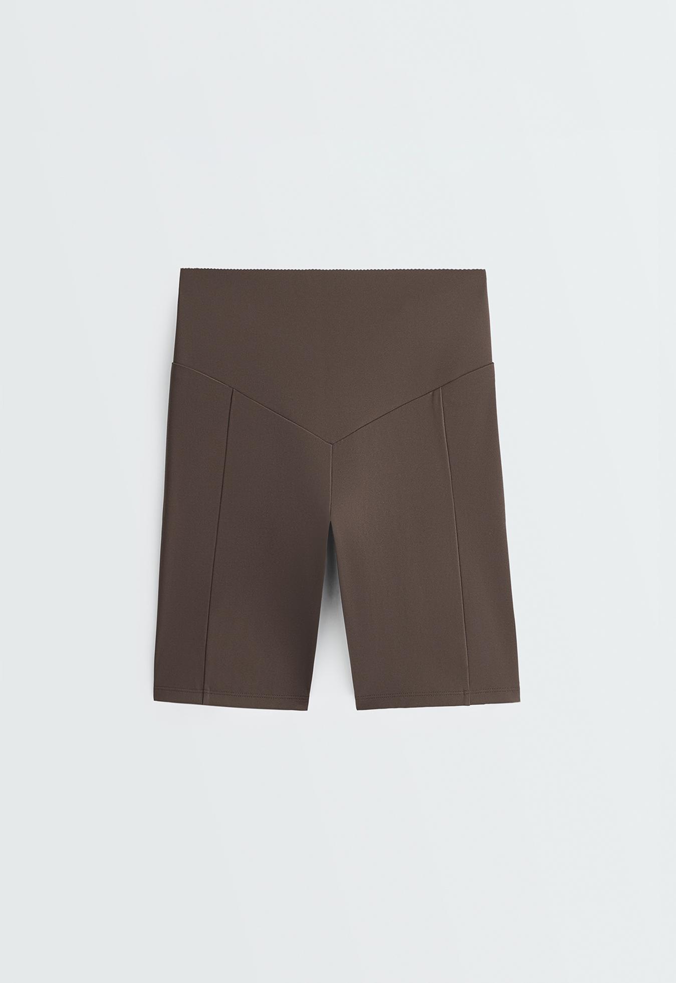 Compressive 20cm high-waisted cycle leggings with pockets — BROWN (alternate view)