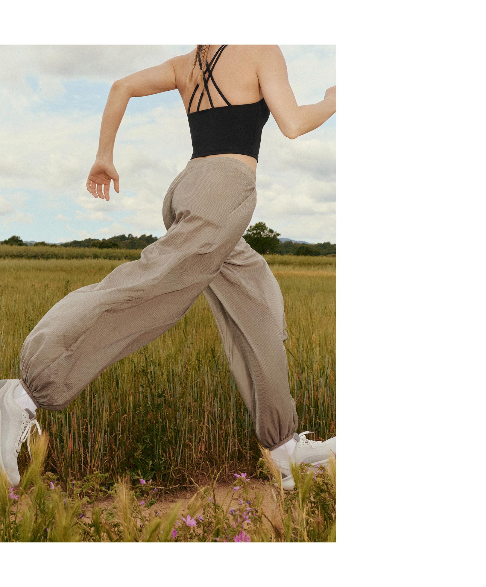 Checked technical bloomer trousers — MINK GREY