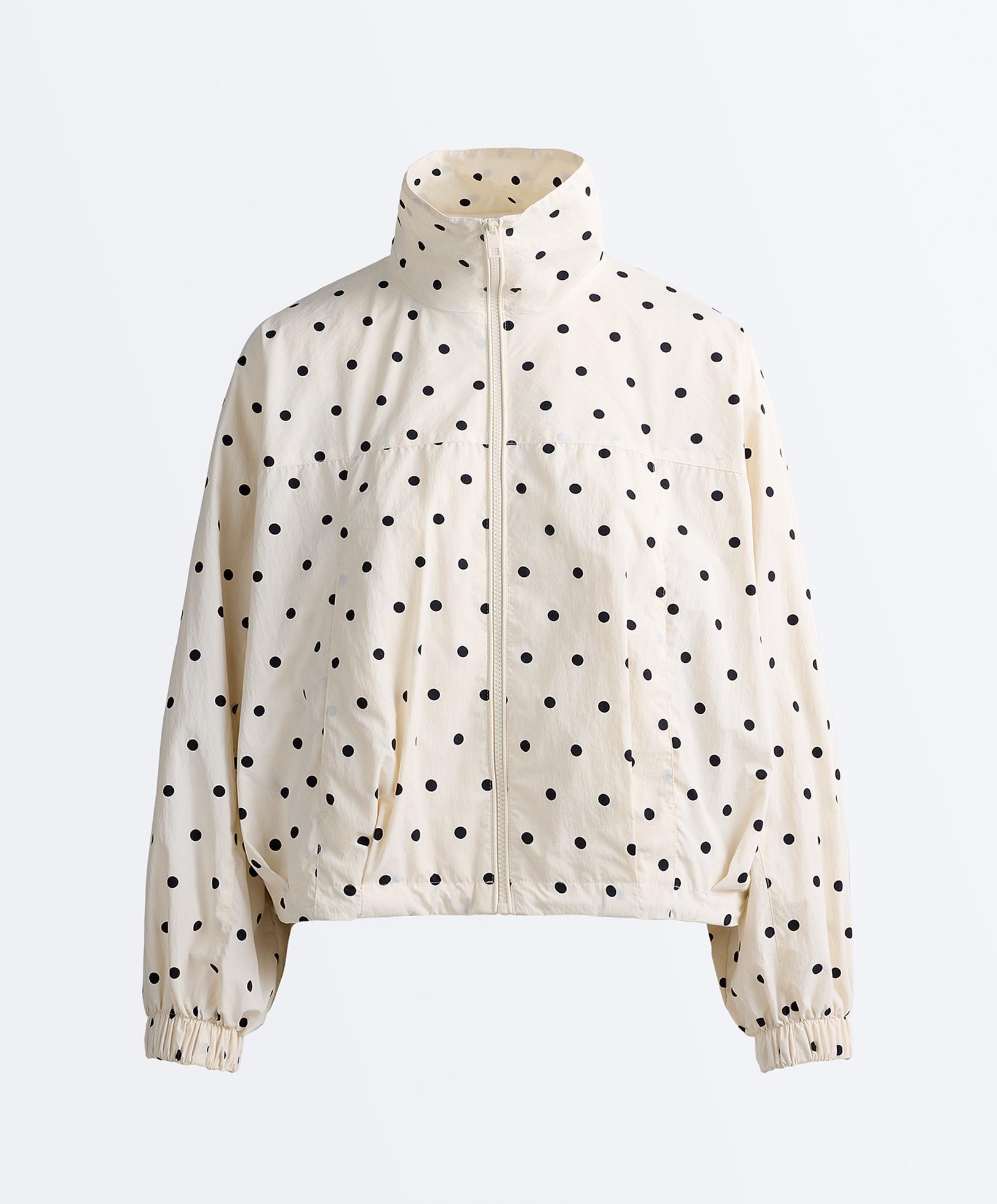 Polka dot water-repellent jacket — PALE ECRU