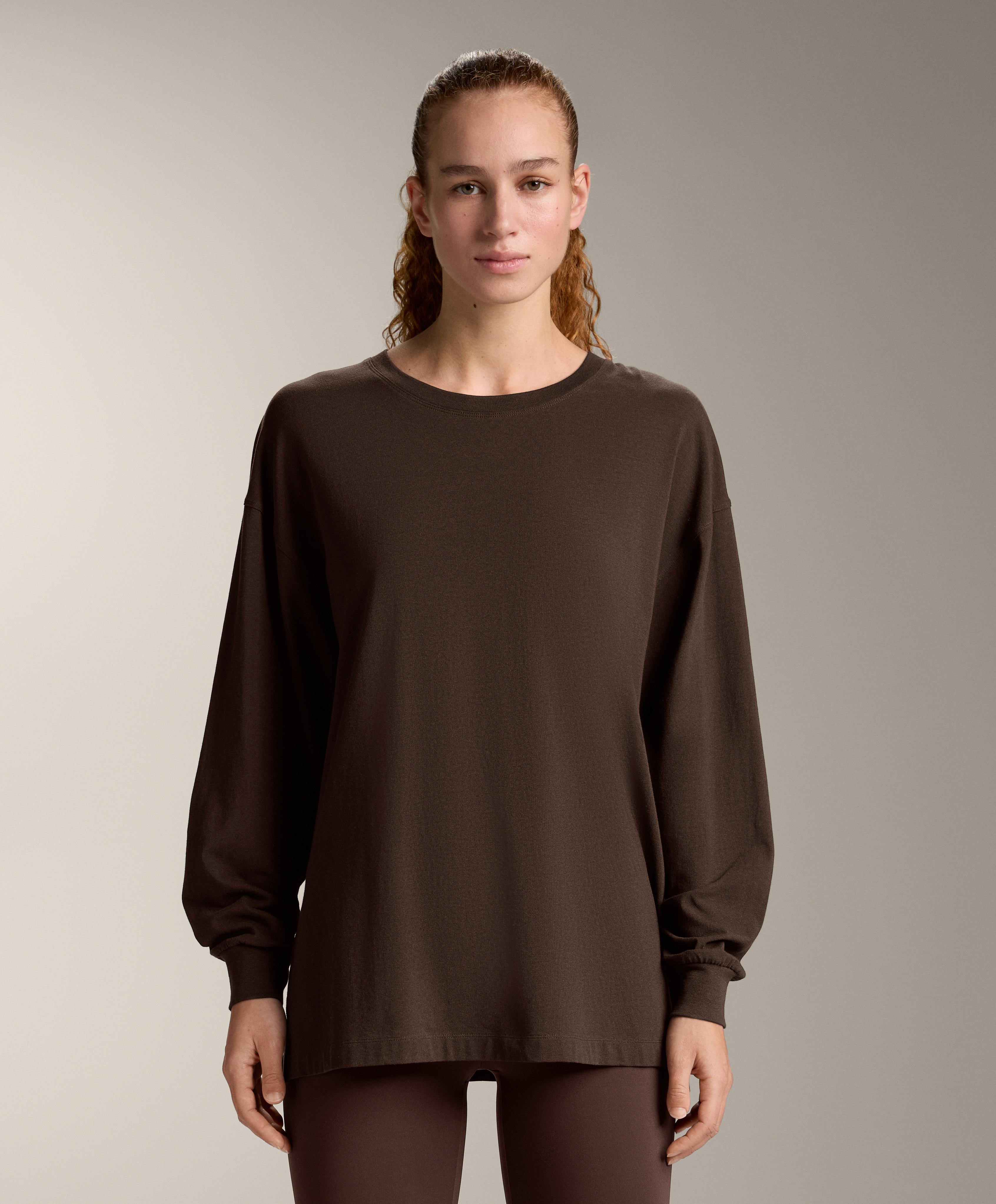 Oversize футболка с длинным рукавом из смесового хлопка