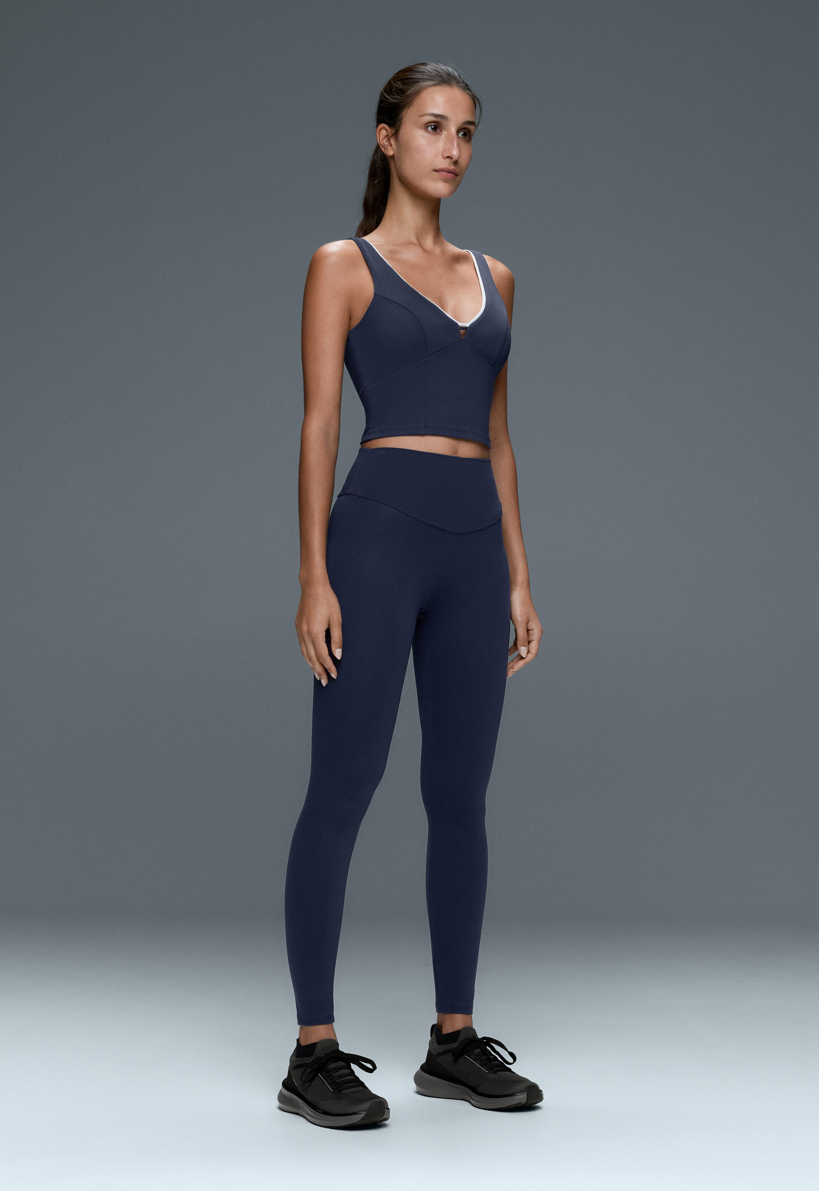 Comfortlux V-neck strappy tank top — NAVY BLUE