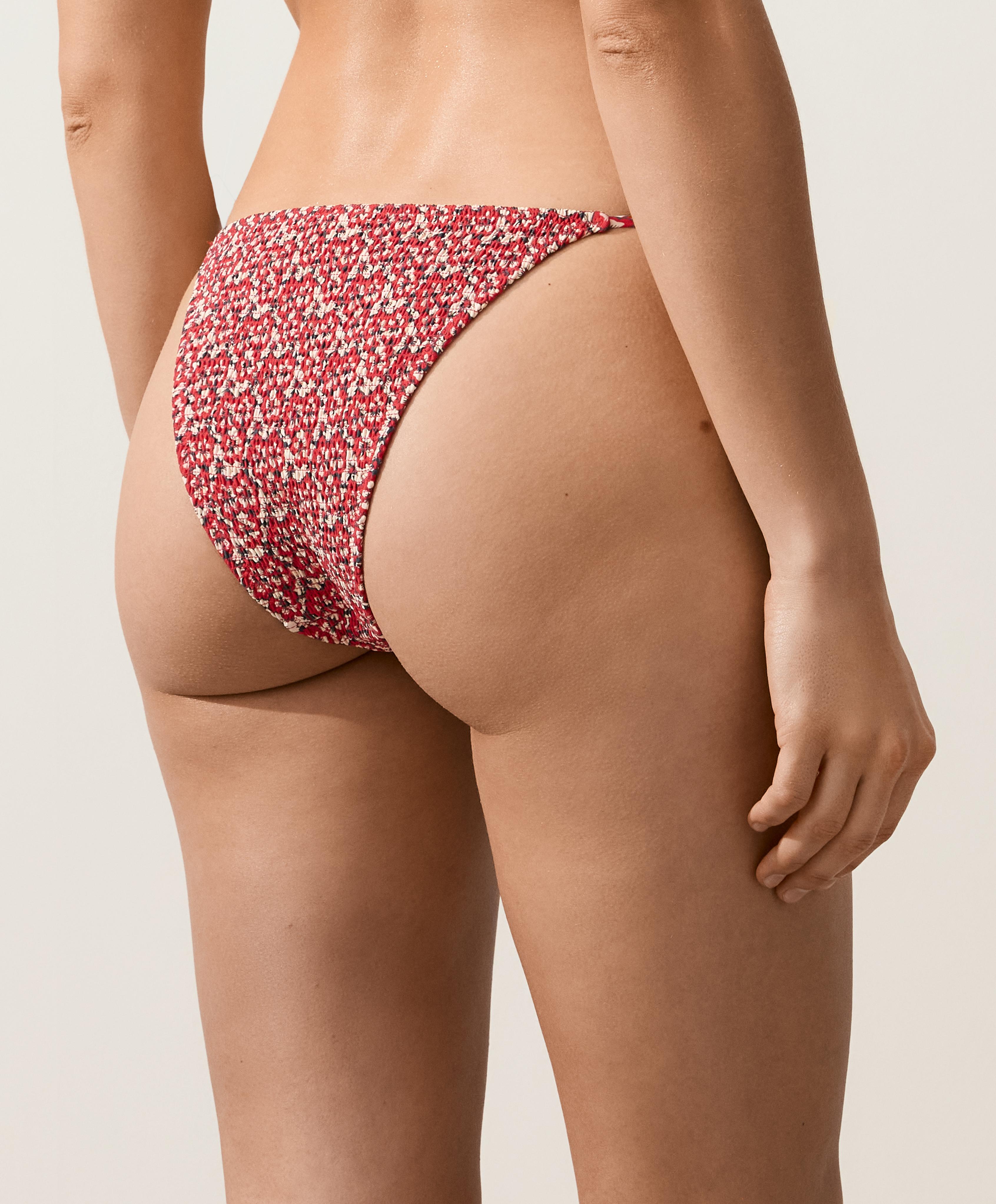 Smock tie medium-coverage bikini briefs — BRIGHT RED