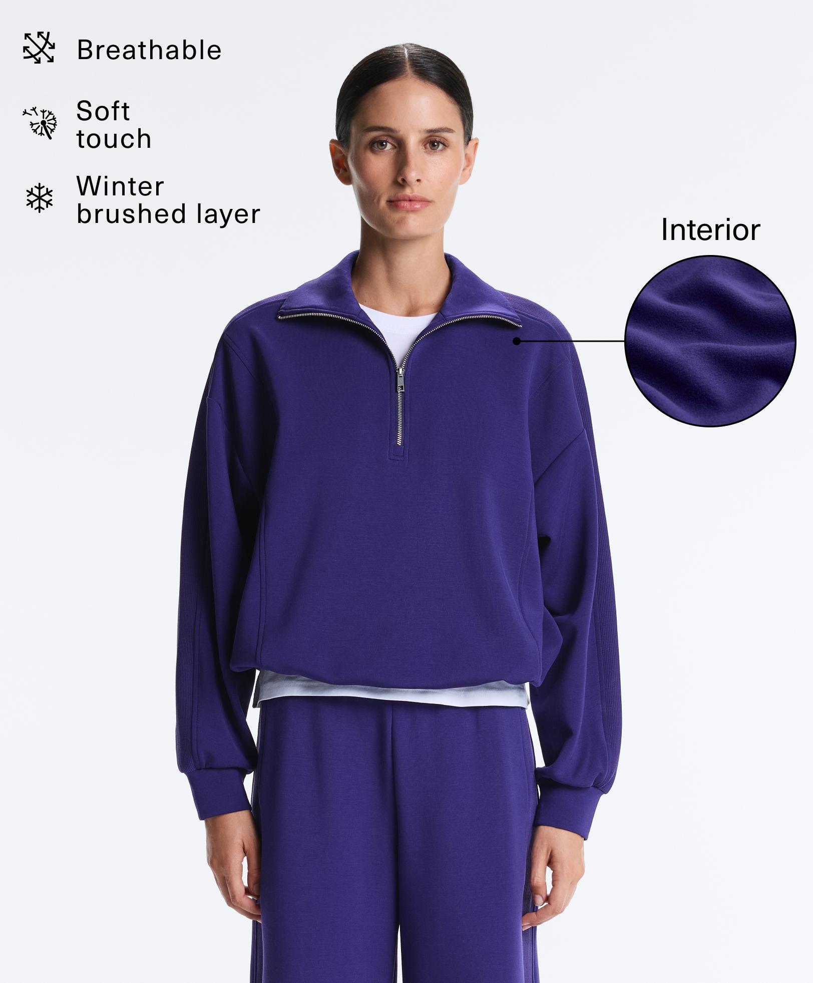 Sweatshirt mit halbem Reißverschluss aus Modal Brushed Sweatshirt mit halbem Reißverschluss aus Modal Brushed