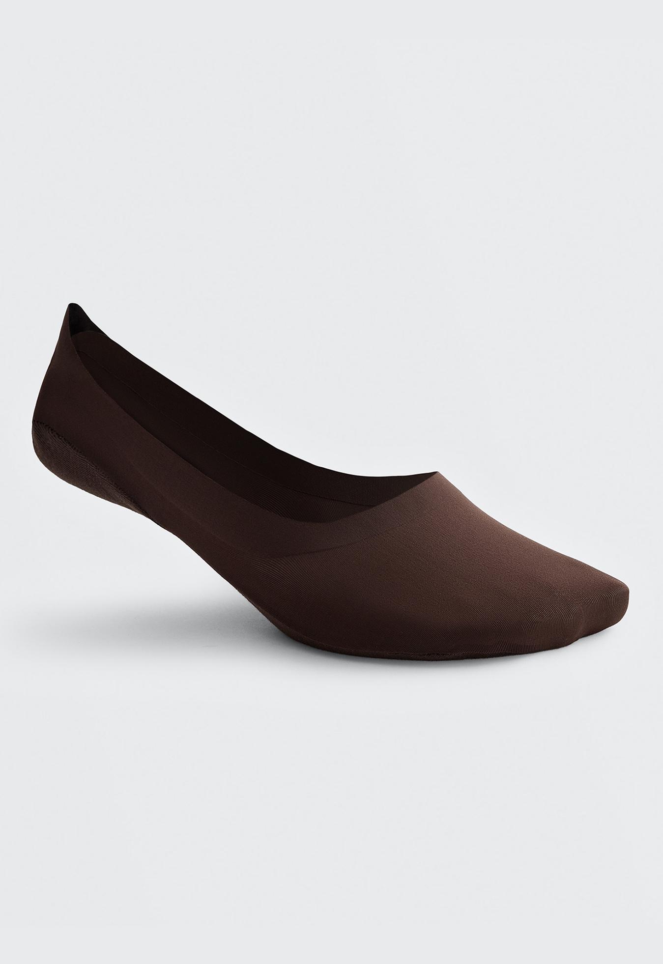 2-pack medium-cut invisible microfibre socks — BROWN