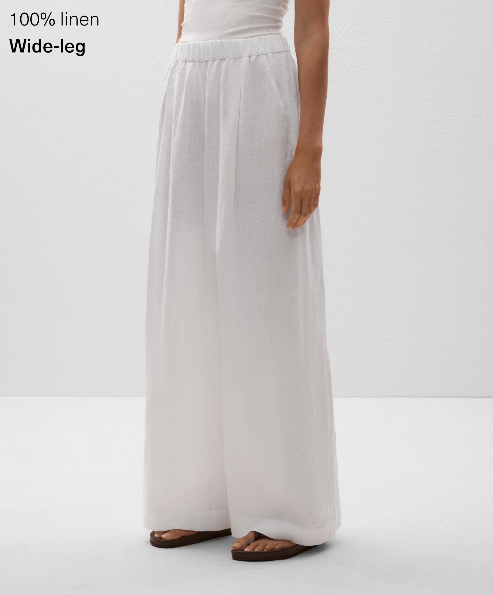 Pantalón ancho 100% lino Pantalón ancho 100% lino