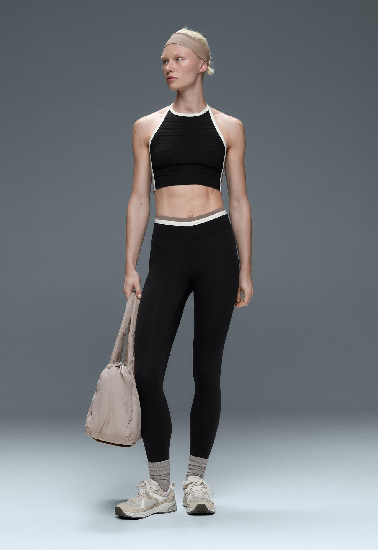 Contrast-piped comfortlux tank top — BLACK