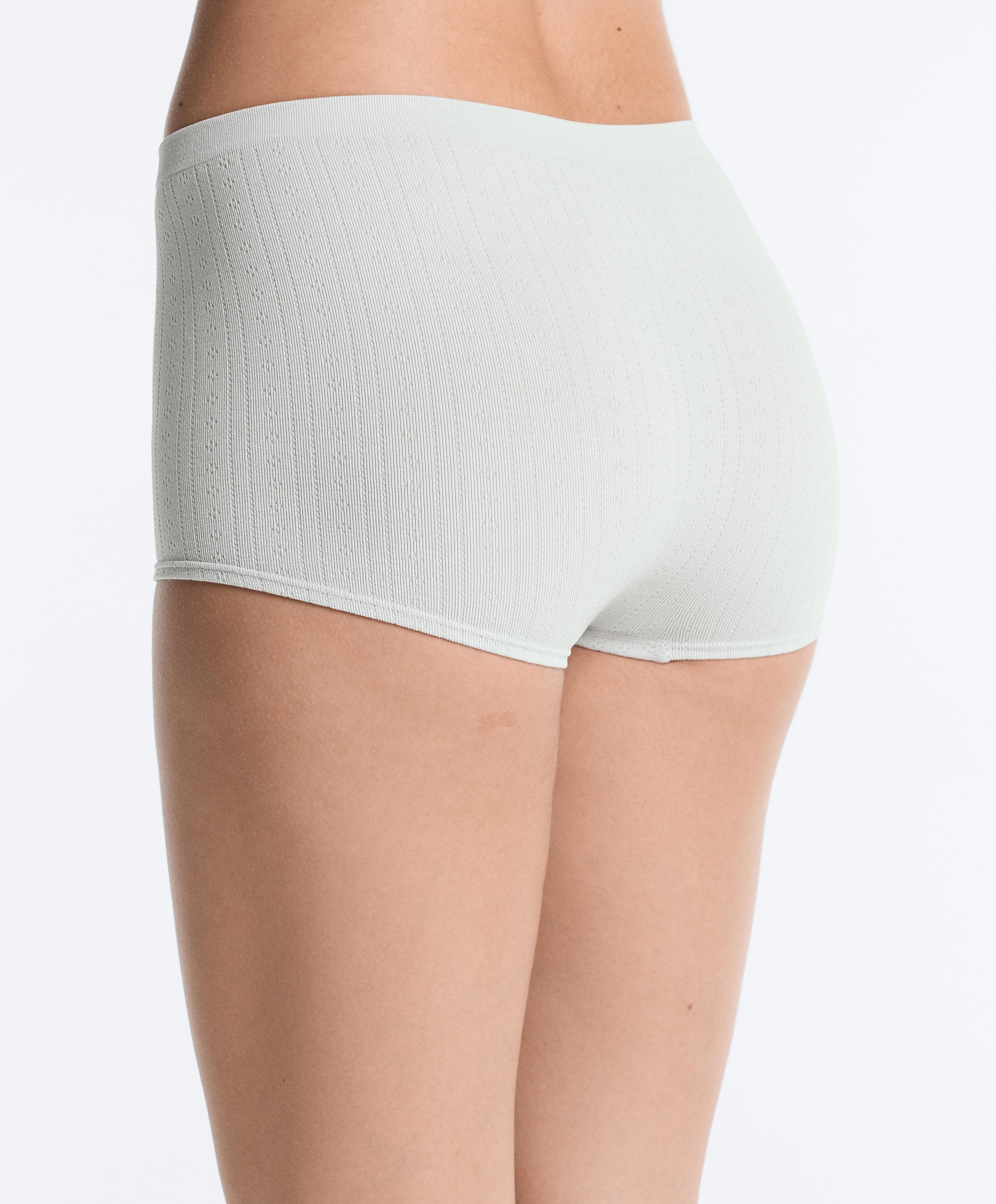 2 seamless soft-touch openwork shortie briefs — GREY MELANGE