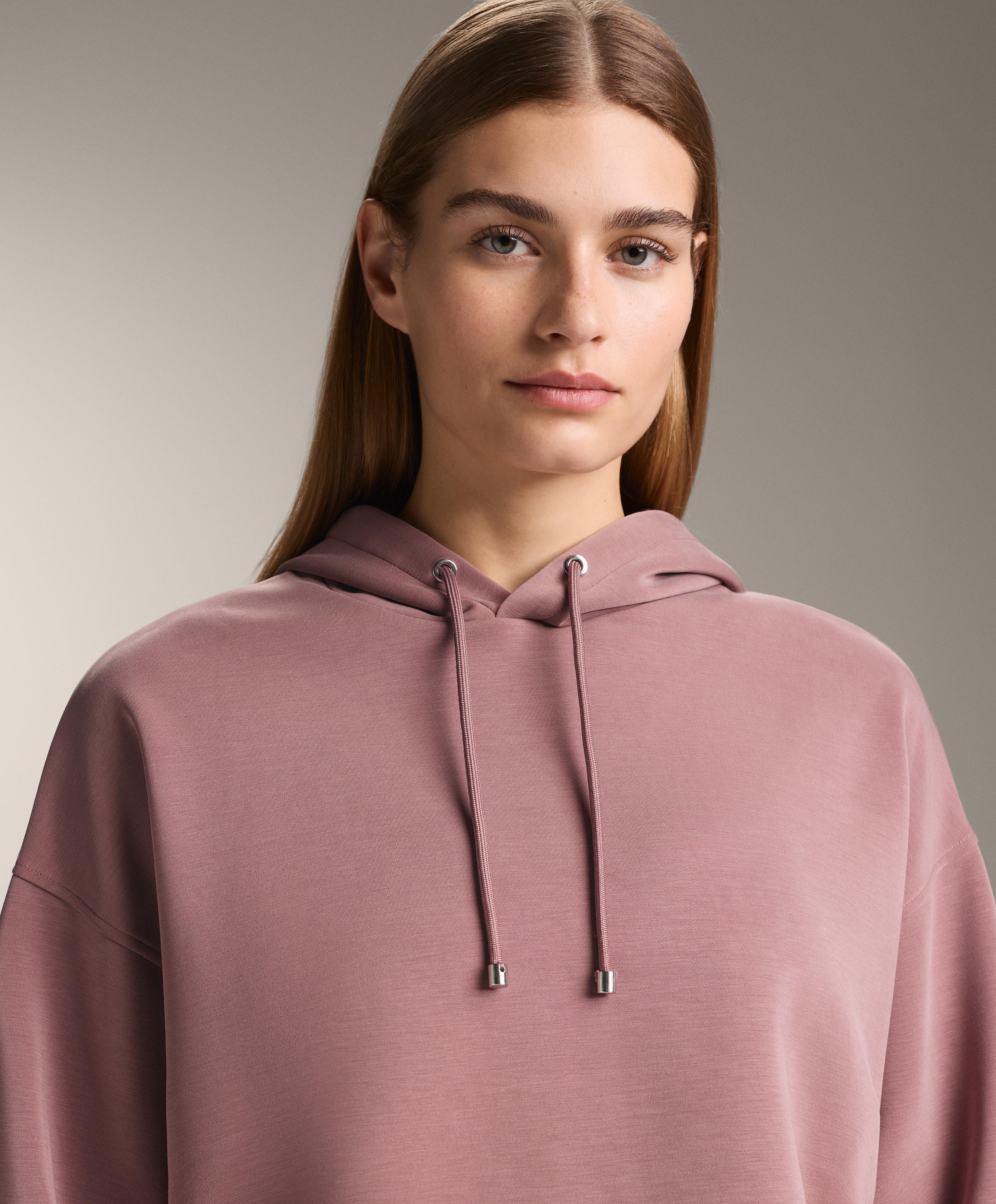 Boxy hoodie with brushed modal — PINK-MAUVE