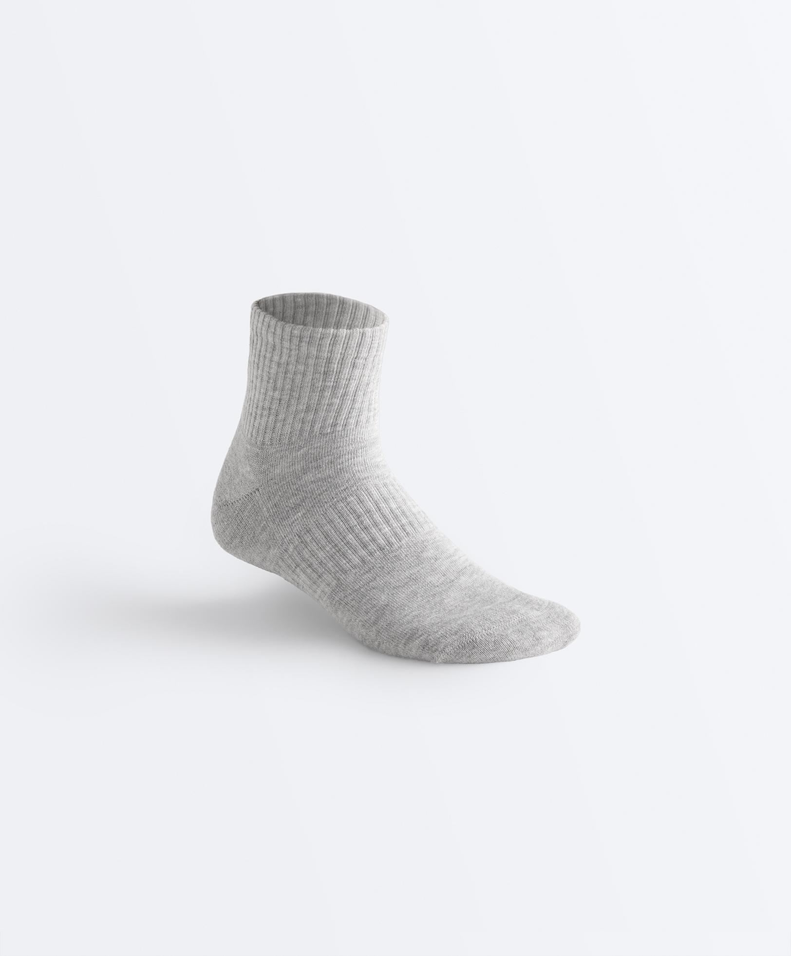 3 pairs of cotton blend quarter sports socks — PALE GREY MELANGE