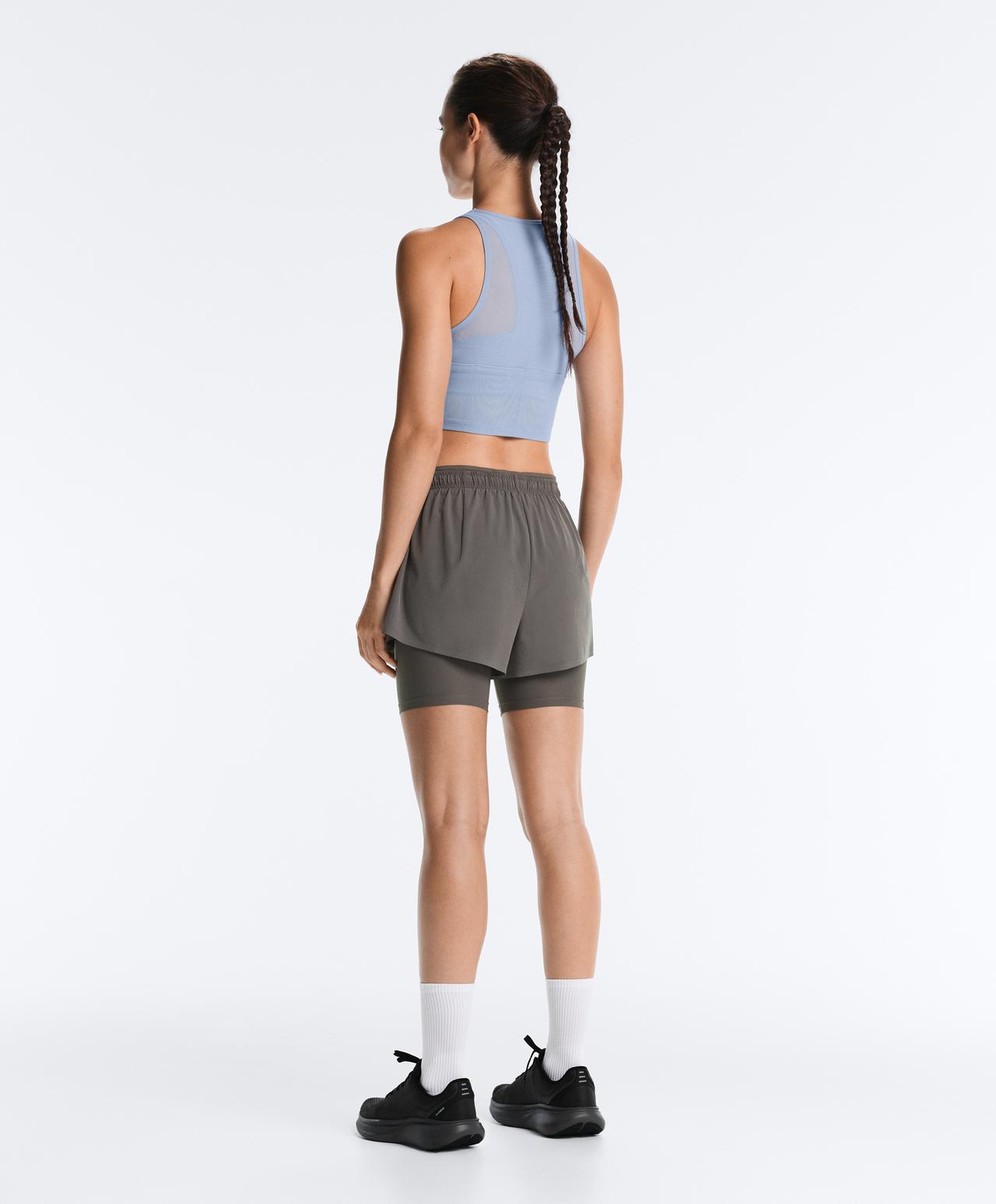 Sheer compressive tank top — MID GREY-BLUE